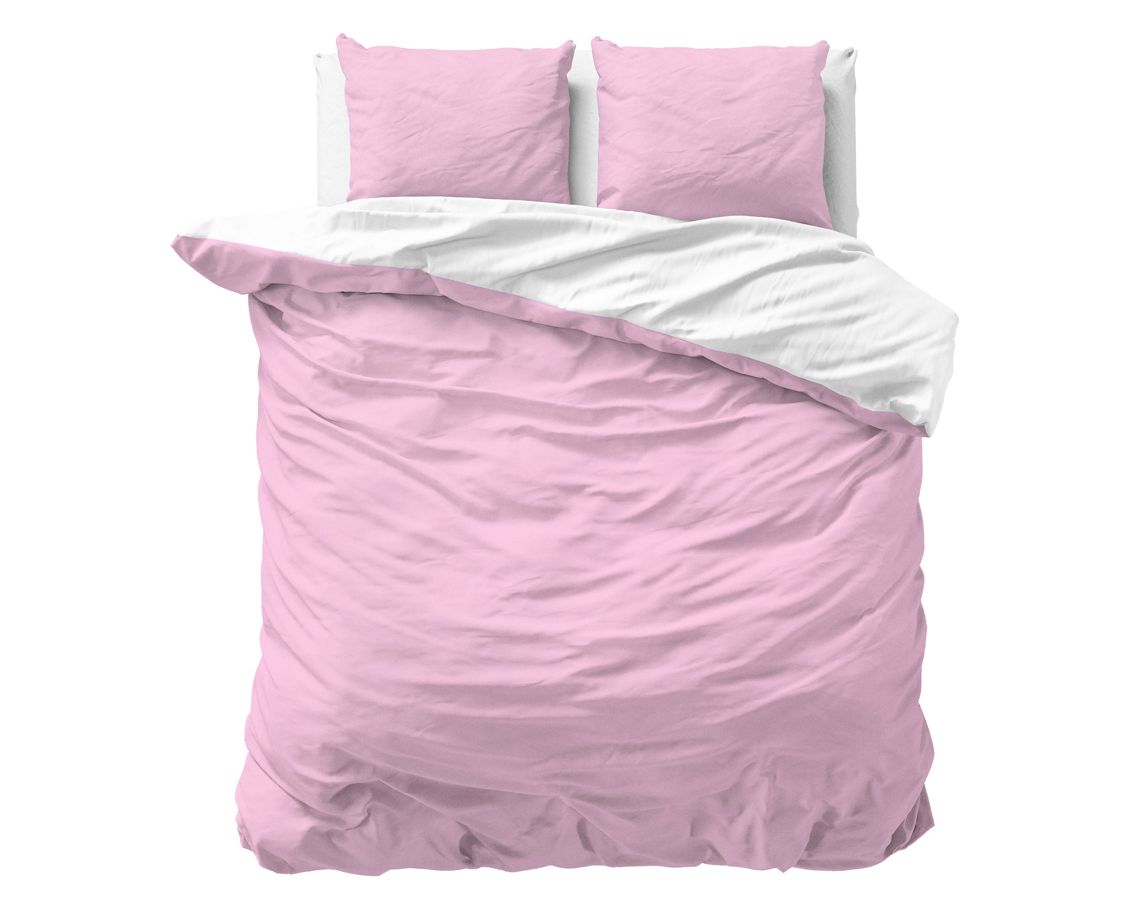 Twin Face Dekbedovertrek Roze/Wit - Uni design - Makkelijk wasbaar - Diepdruk design