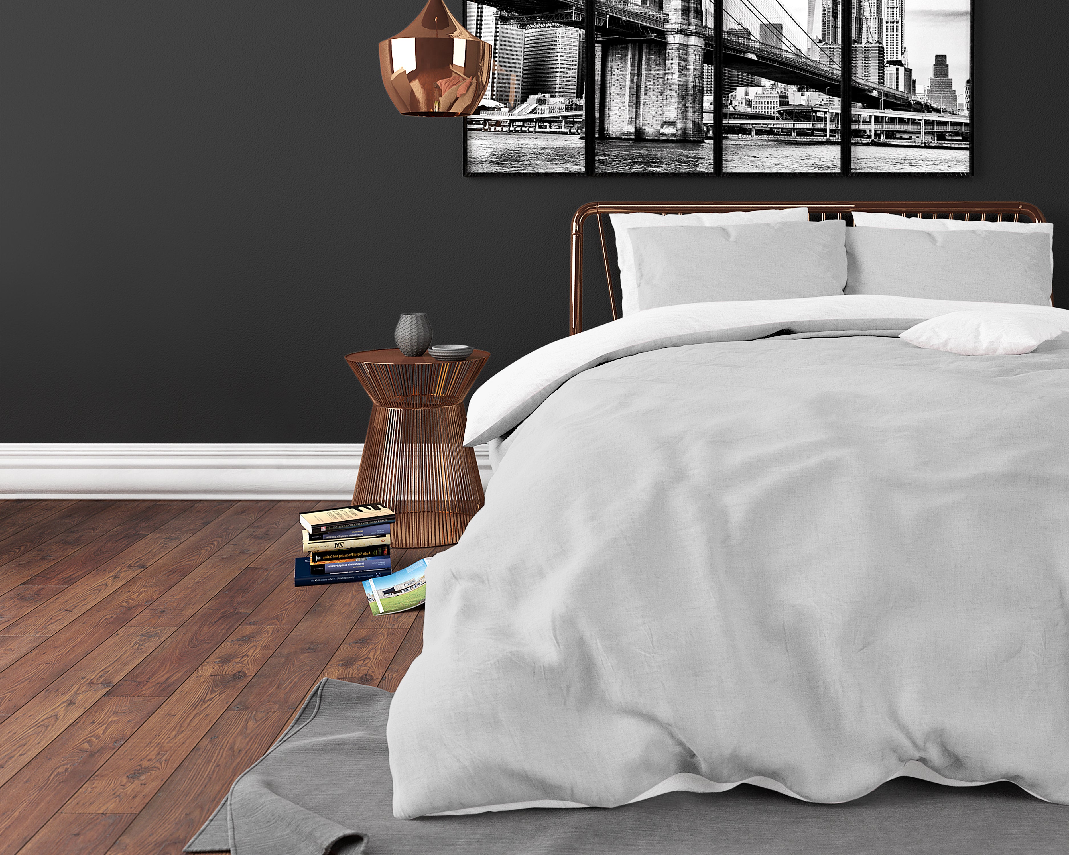 Twin Face Dekbedovertrek Wit/Grijs