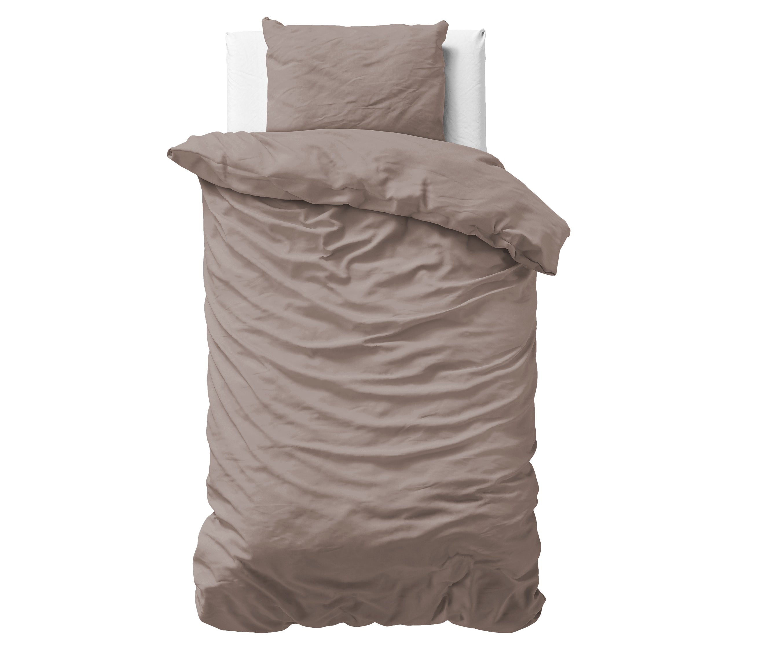 Uni Satijn Dekbedovertrek Taupe - Luxe Satijn - Hoge kwaliteit - Modern