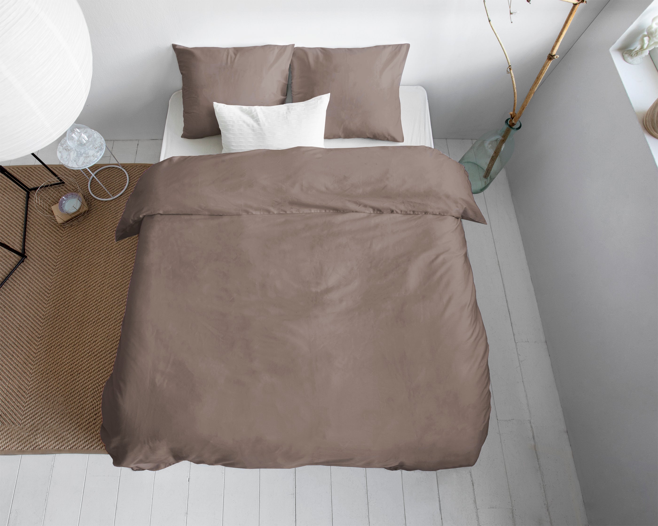 Uni Satijn Dekbedovertrek Taupe - Luxe Satijn - Hoge kwaliteit - Modern