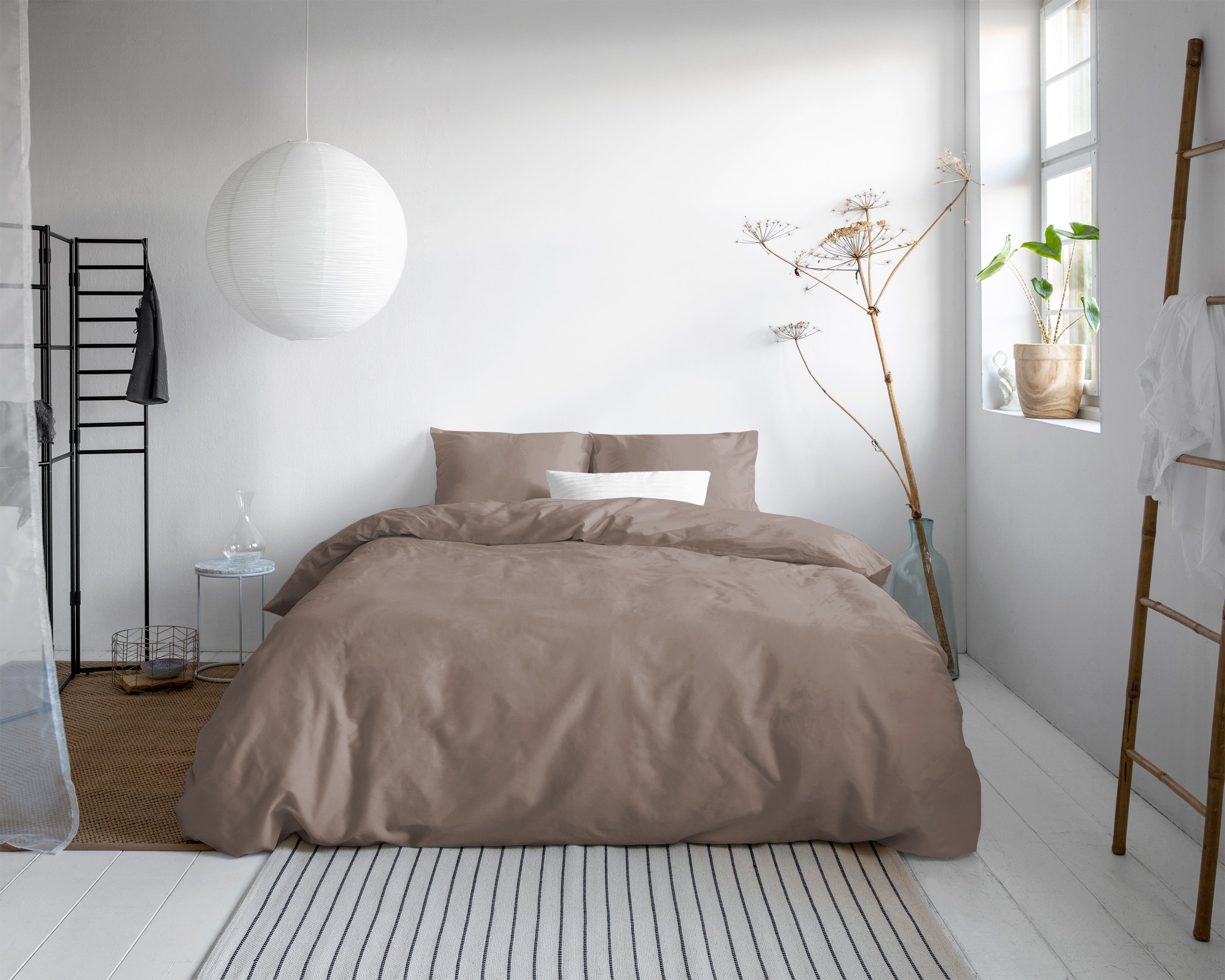 Uni Satijn Dekbedovertrek Taupe - Luxe Satijn - Hoge kwaliteit - Modern