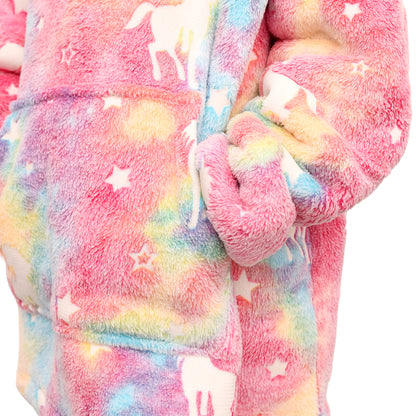 Unicorn hoodie Multi - 100% Teddy Polyester Microfleece - 240 GSM - Extra Zachte Binnenkant