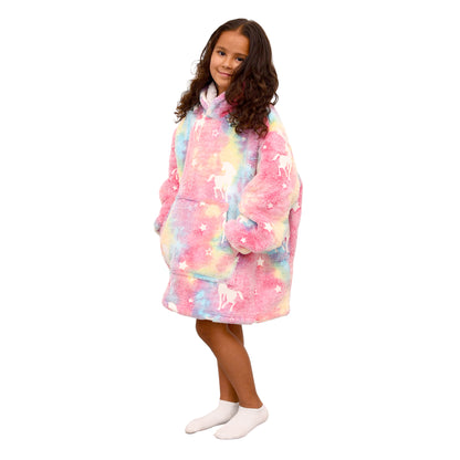 Unicorn hoodie Multi - 100% Teddy Polyester Microfleece - 240 GSM - Extra Zachte Binnenkant