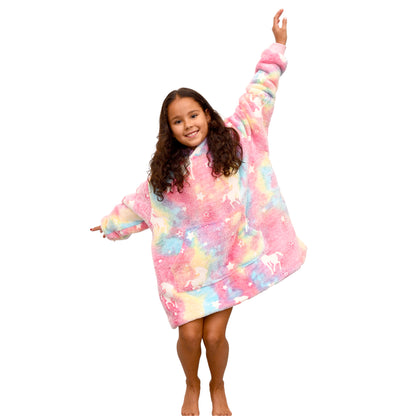 Unicorn hoodie Multi - 100% Teddy Polyester Microfleece - 240 GSM - Extra Zachte Binnenkant