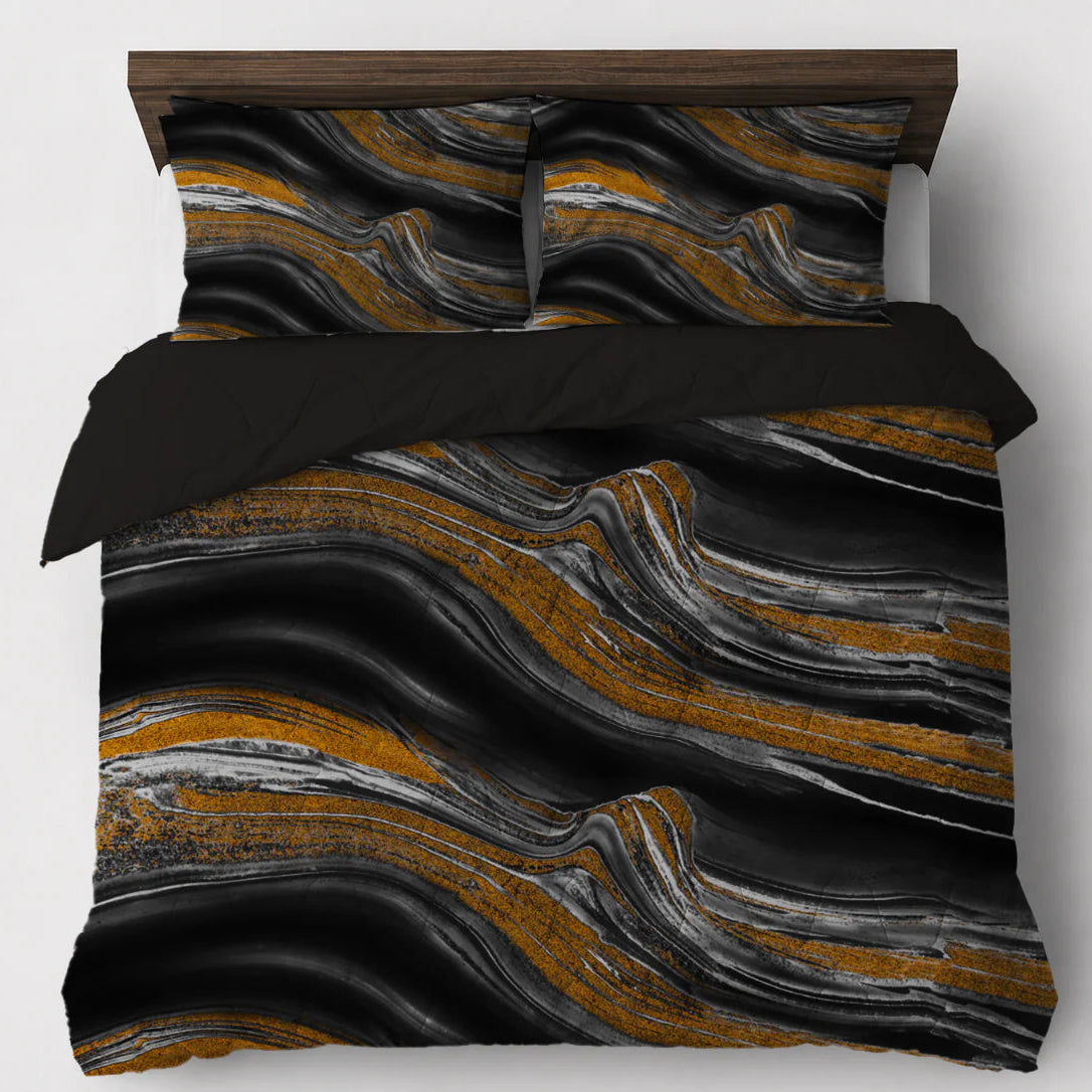 Valking Dekbed - Marble Black Gold - Voor het hele jaar + Kussenslopen