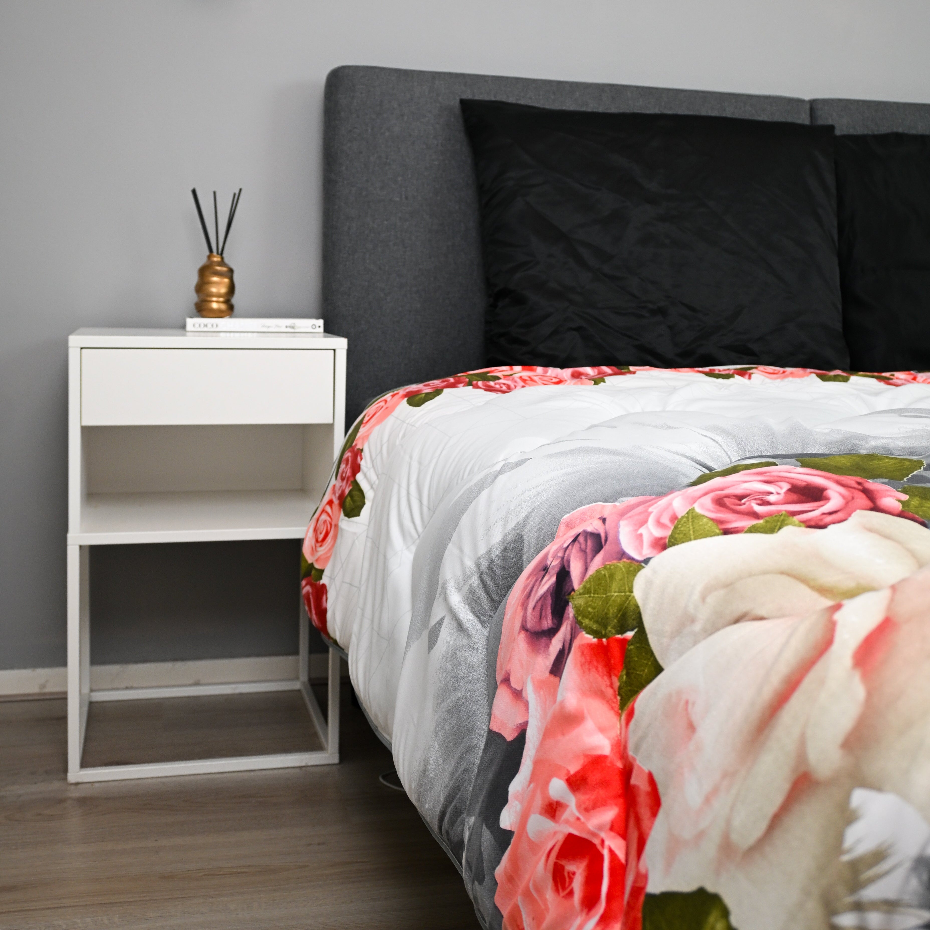 Valking Dekbed Zonder Overtrek - Grijs & Rozen - Voor het hele jaar