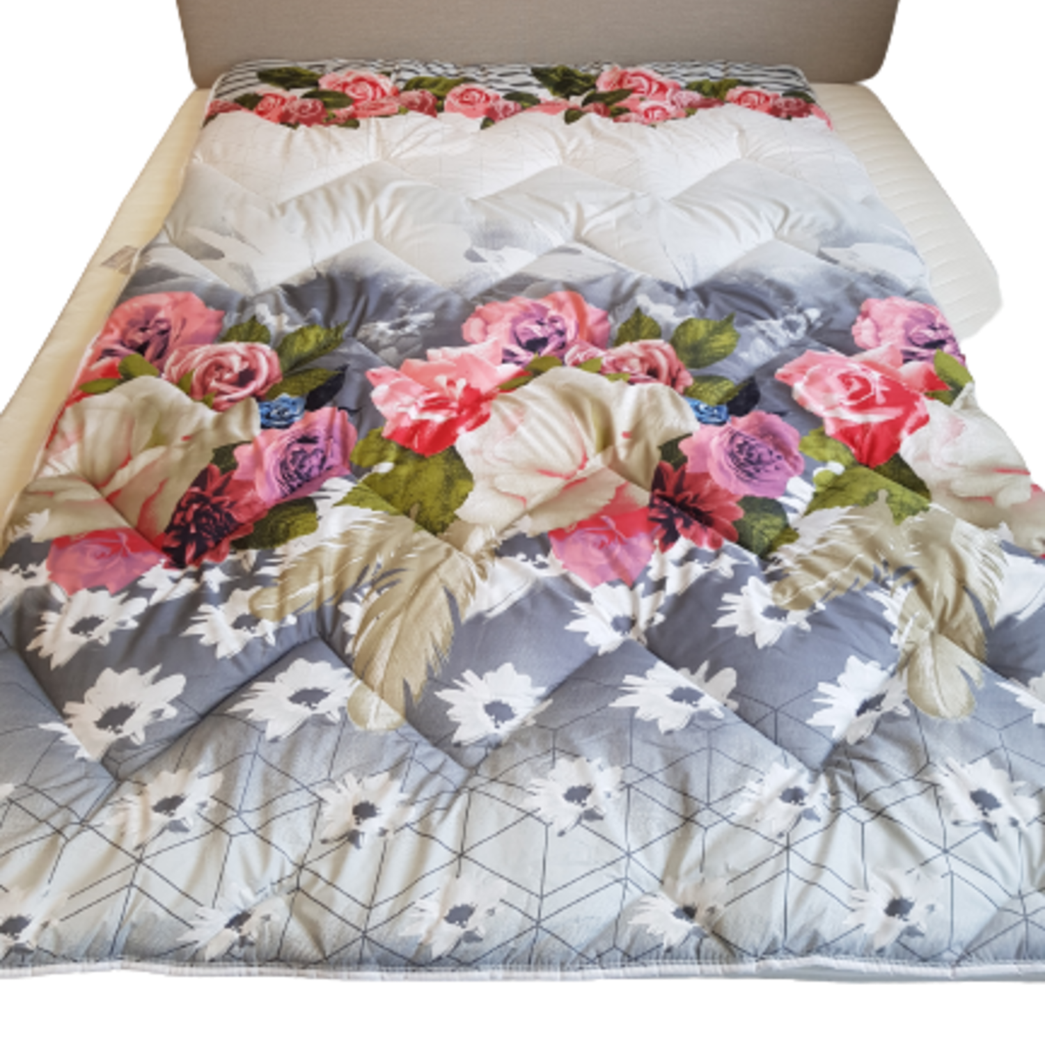 Valking Dekbed Zonder Overtrek - Grijs & Rozen - Voor het hele jaar