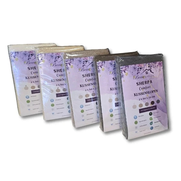 Valking Grijs Set van 2 Sherpa Comfort Kussenslopen 60 x 70 cm