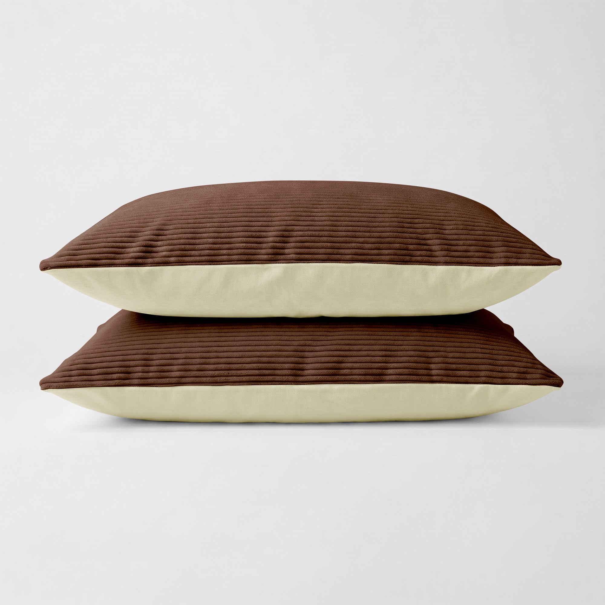 Valking Kussenslopen Corduroy - Chocolate Bruin/Crème - Set van 2 stuk