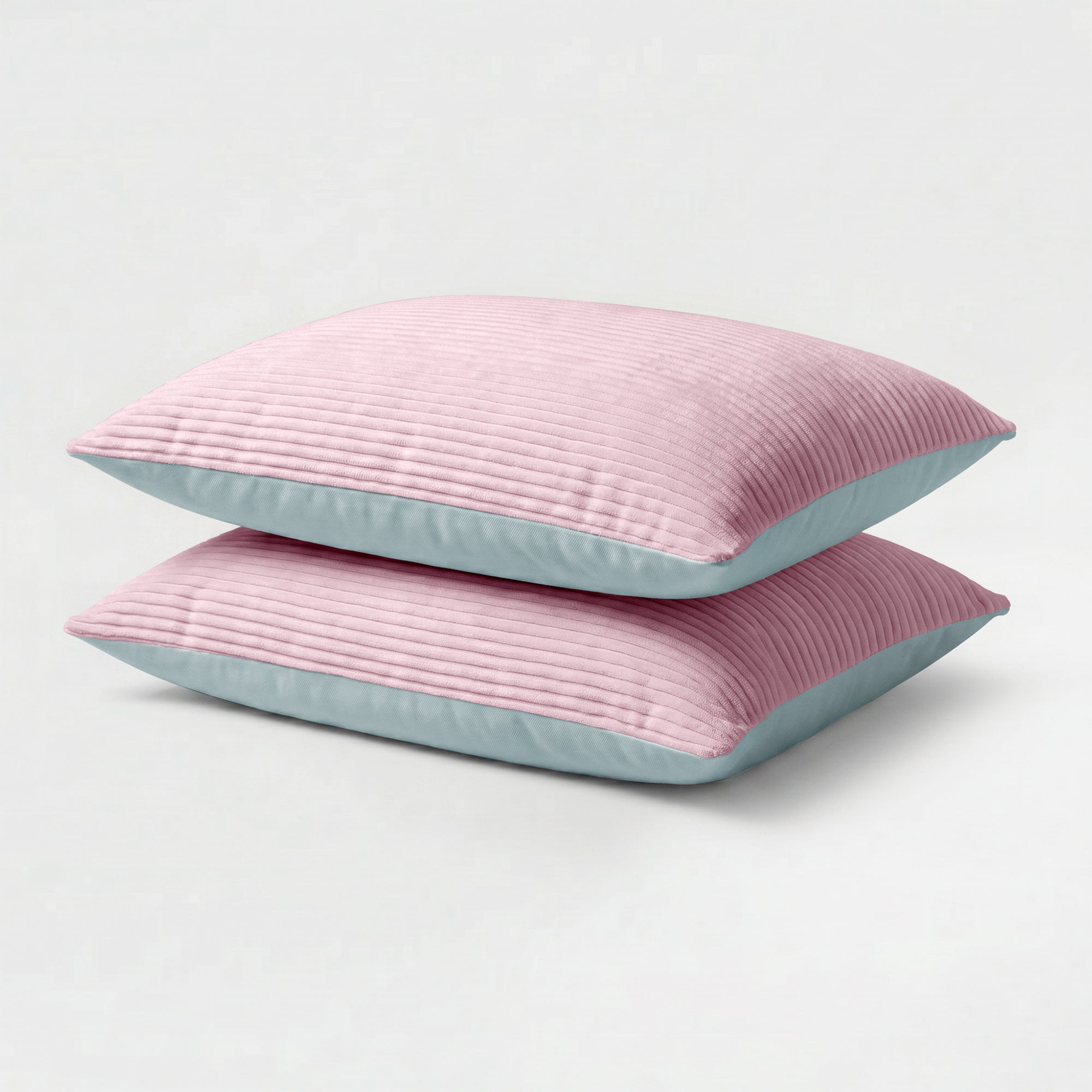 Valking Kussenslopen Corduroy - Oud Roze/Licht Grijs - Set van 2 stuks