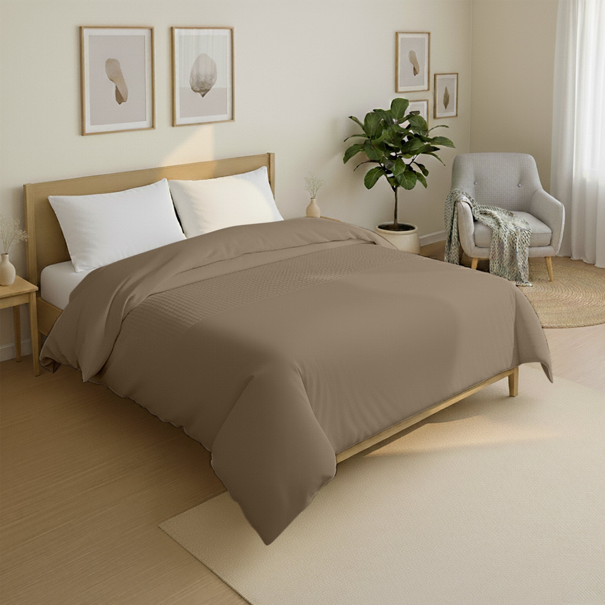 Valking Wafel Band Dekbed Zonder Overtrek - Taupe - Voor het hele jaar