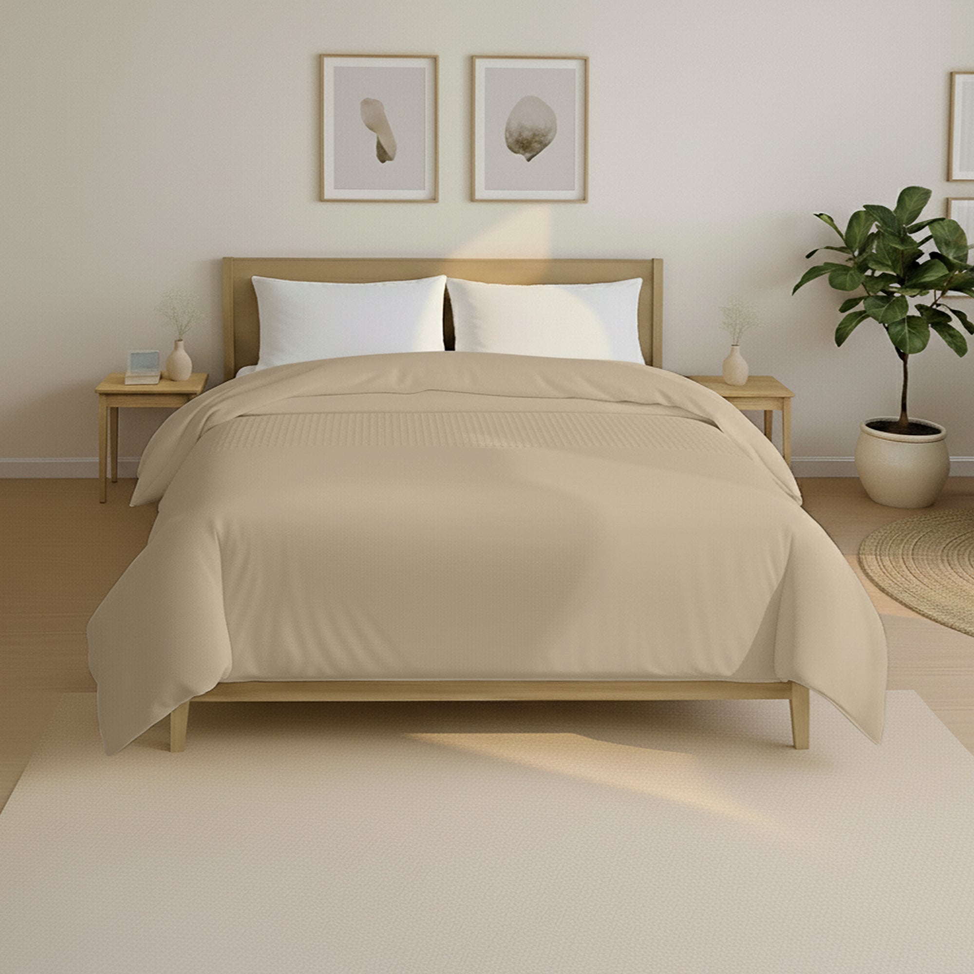 Valking Wafel Band Dekbed Zonder Overtrek - Zand - Voor het hele jaar