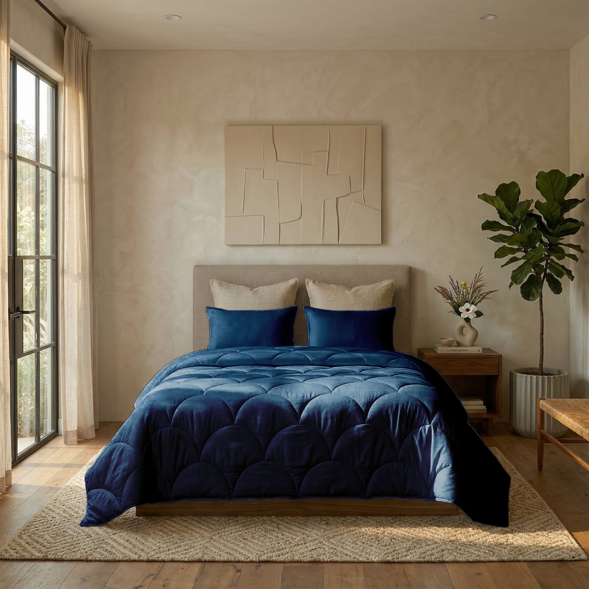 Valking® Dekbed - Katoen Percale - Blauw - Voor het hele jaar + Slopen