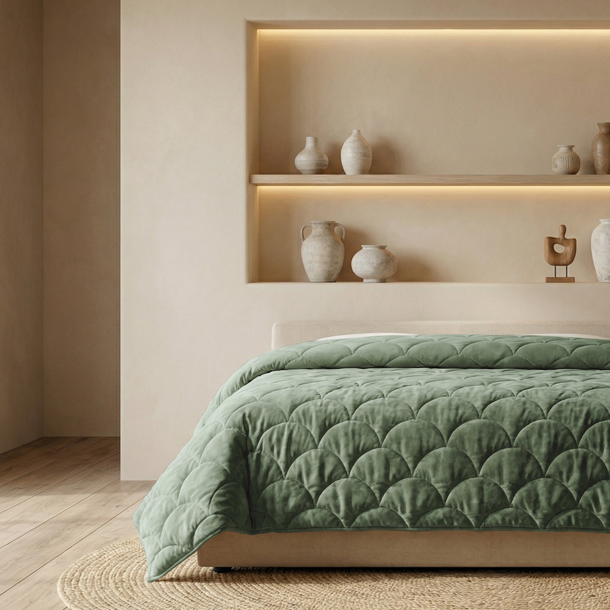 Valking® Dekbed Chenille Velvet Emboss - Groen - Voor het hele jaar