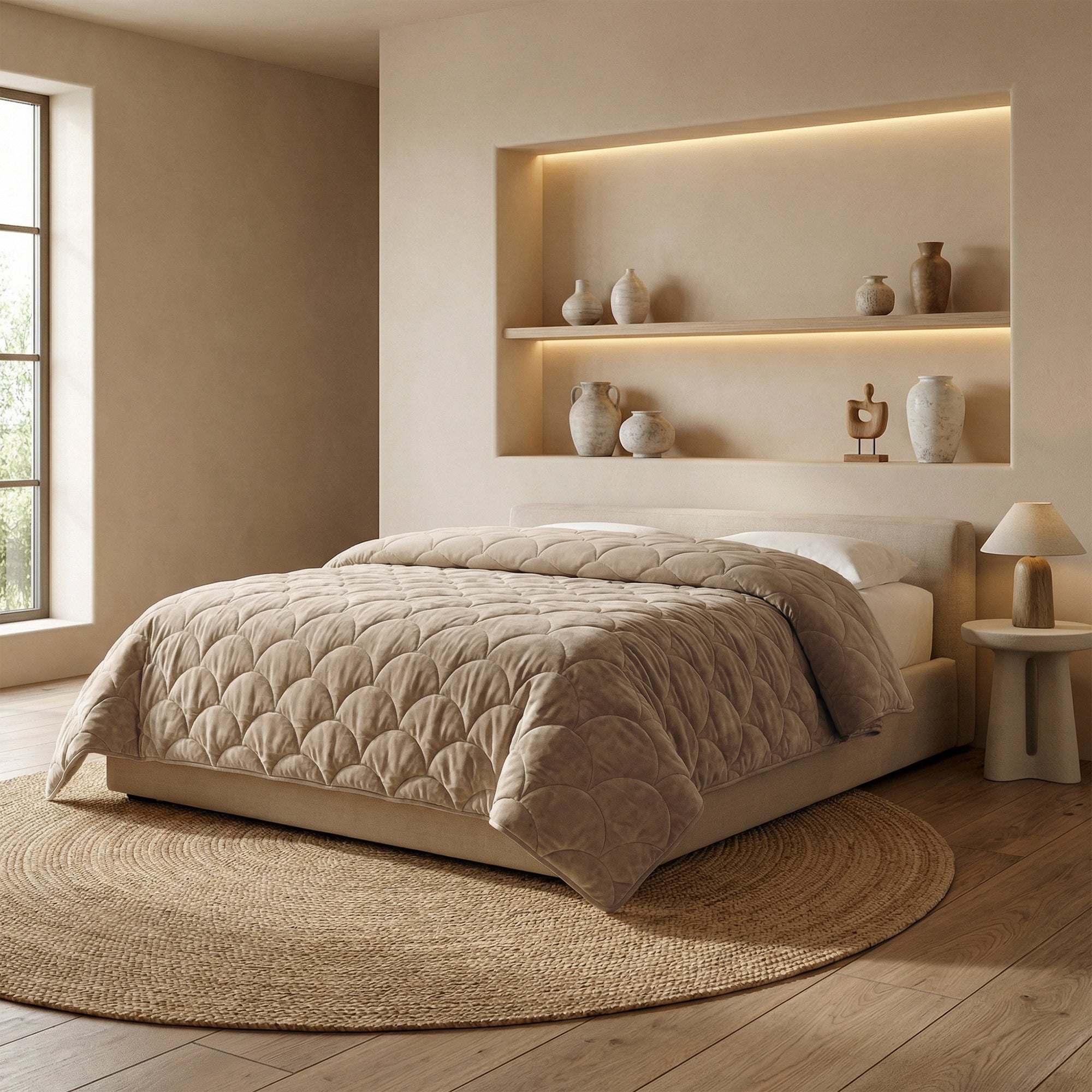 Valking® Dekbed Chenille Velvet Emboss - Taupe - Voor het hele jaar