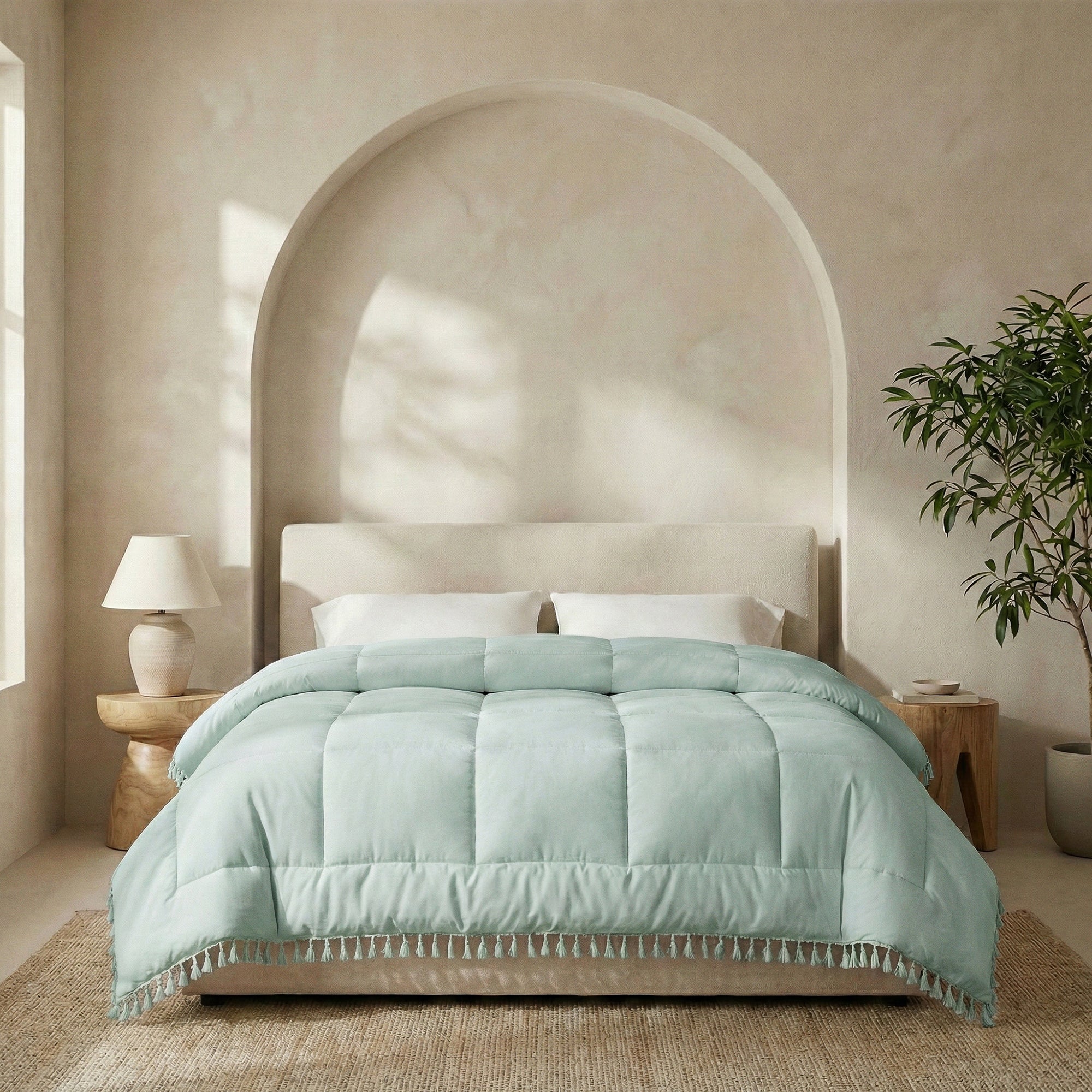Valking® Dekbed Lace Trim - Ibiza Licht Groen - Voor het hele jaar