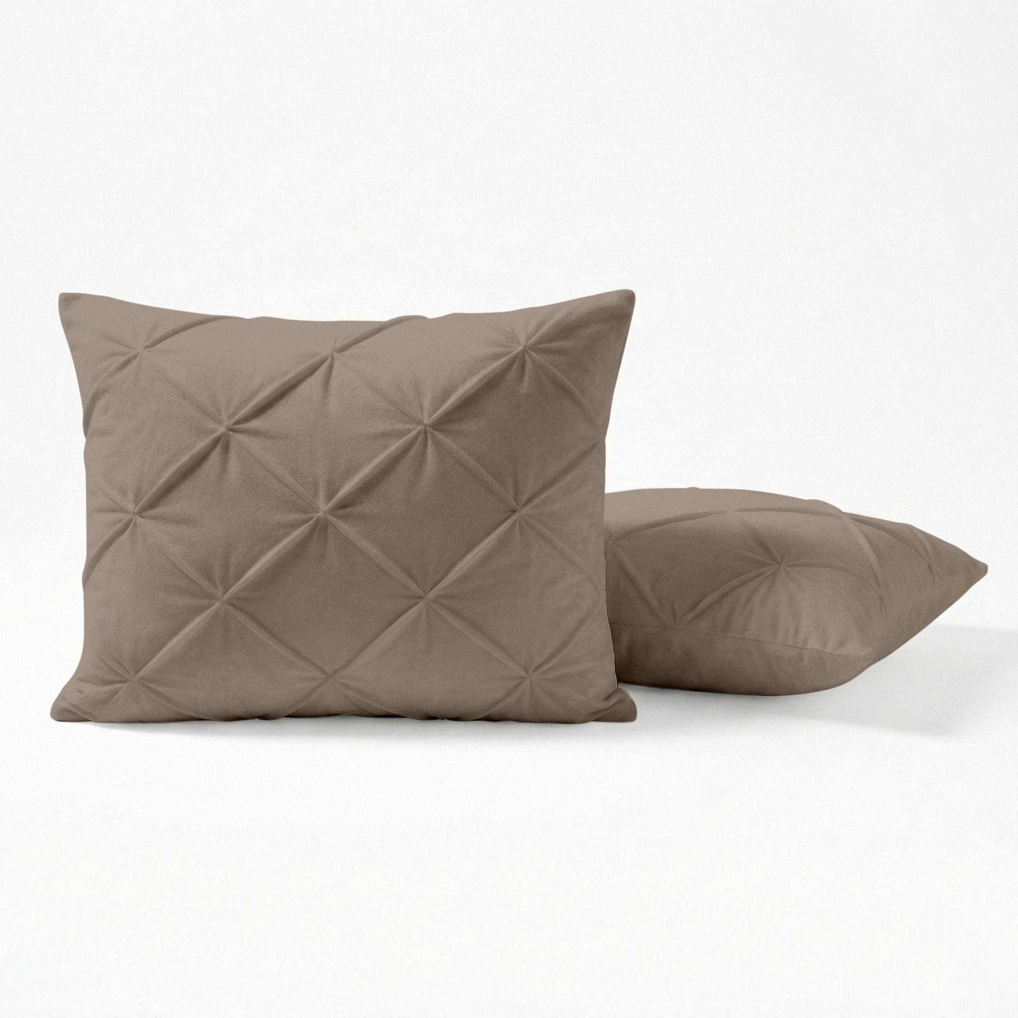 Valking® Kussenslopen - Velvet Diamant Pintuck - Dark Taupe - 2 Stuks