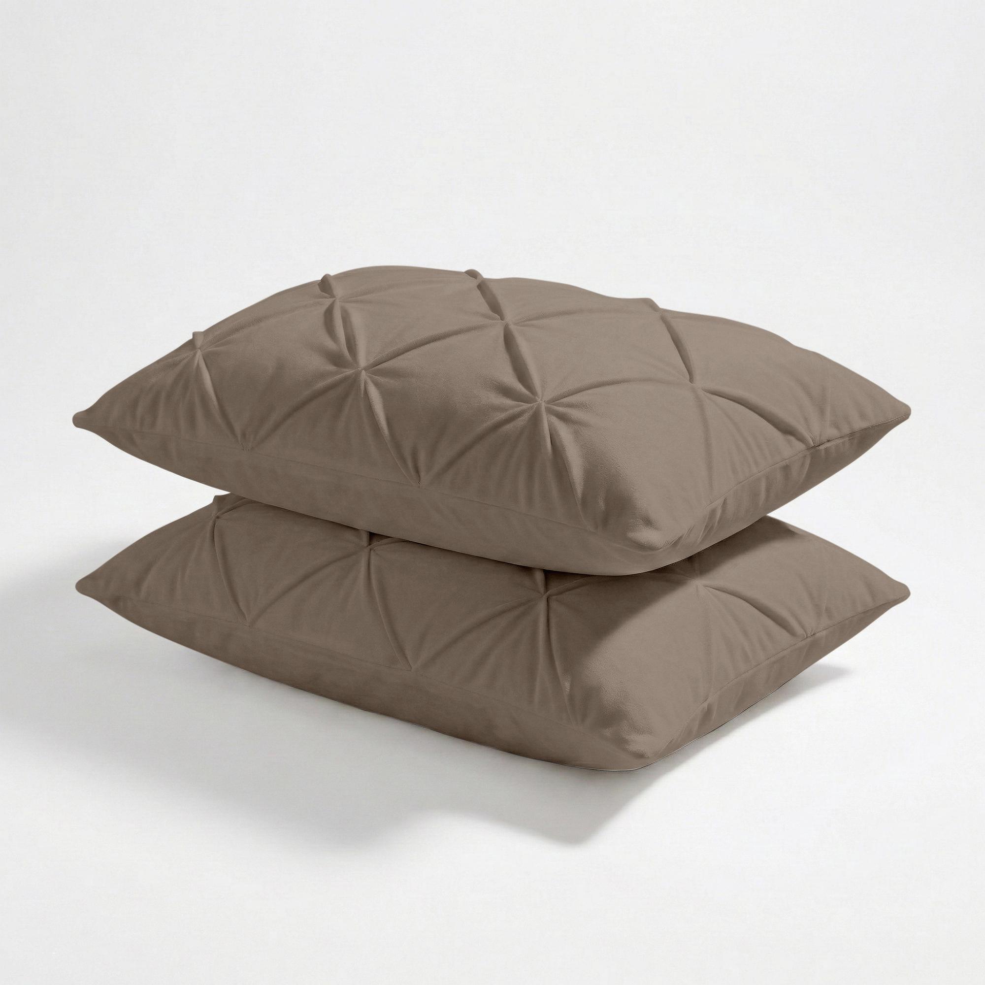 Valking® Kussenslopen - Velvet Diamant Pintuck - Dark Taupe - 2 Stuks