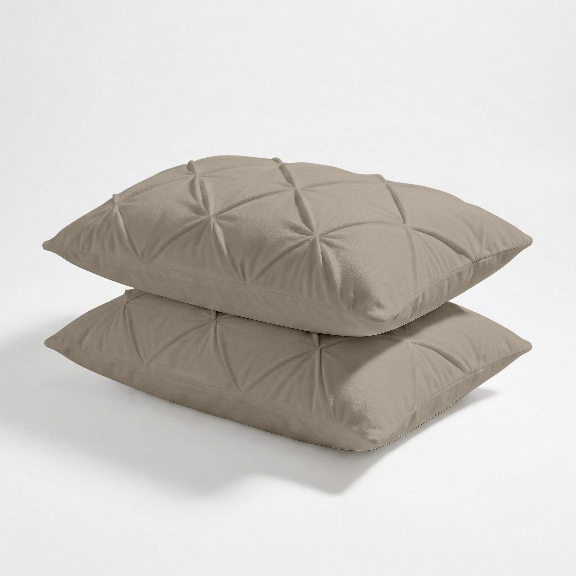 Valking® Kussenslopen - Velvet Diamant Pintuck - Licht Taupe - 2 Stuks