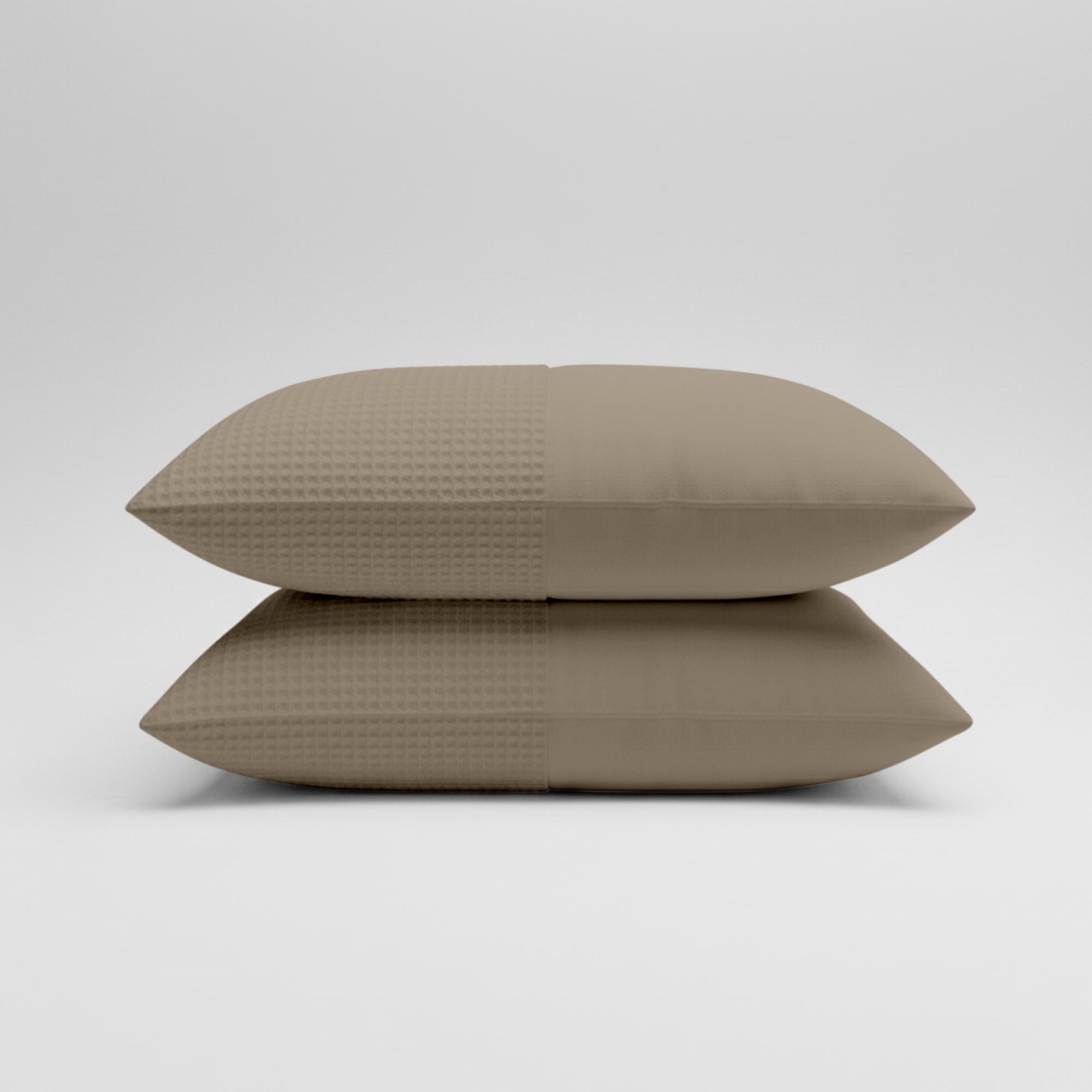 Valking® Kussenslopen - Wafel Band - Taupe - Set van 2 stuks - 60x70cm