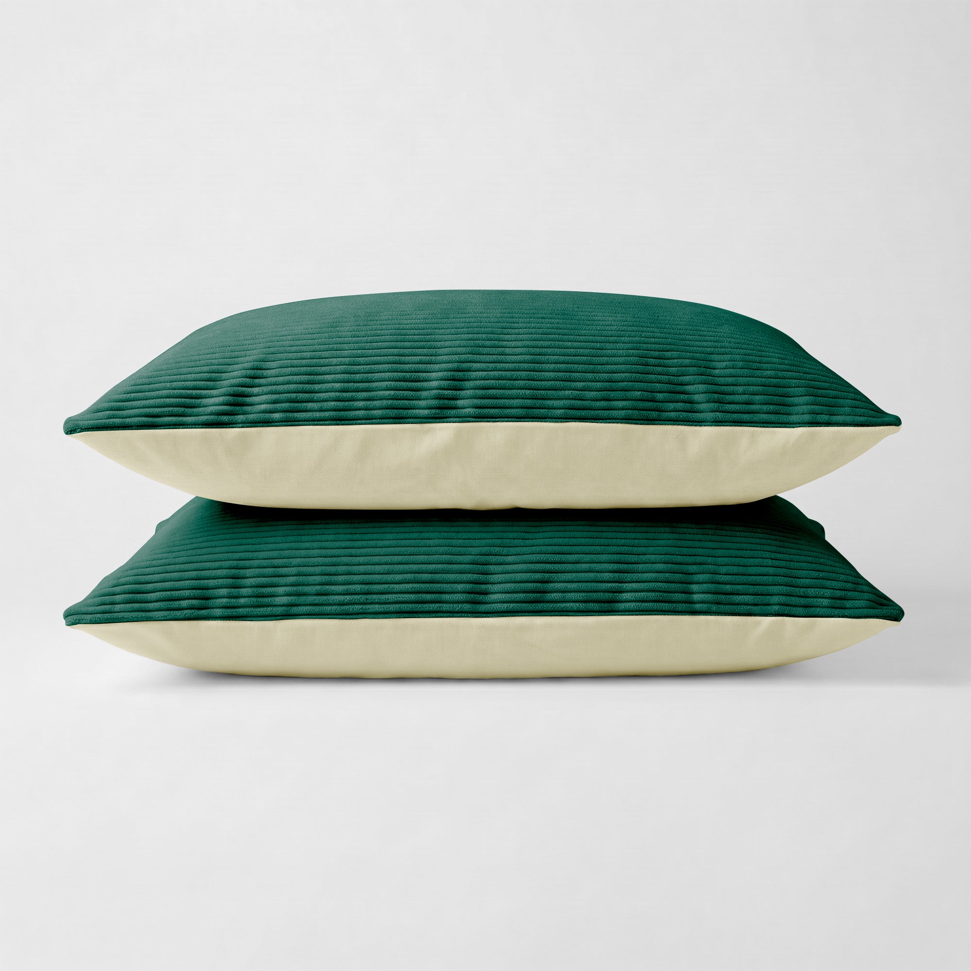 Valking® Kussenslopen Corduroy - Donker Groen/ Crème - Set van 2 stuks