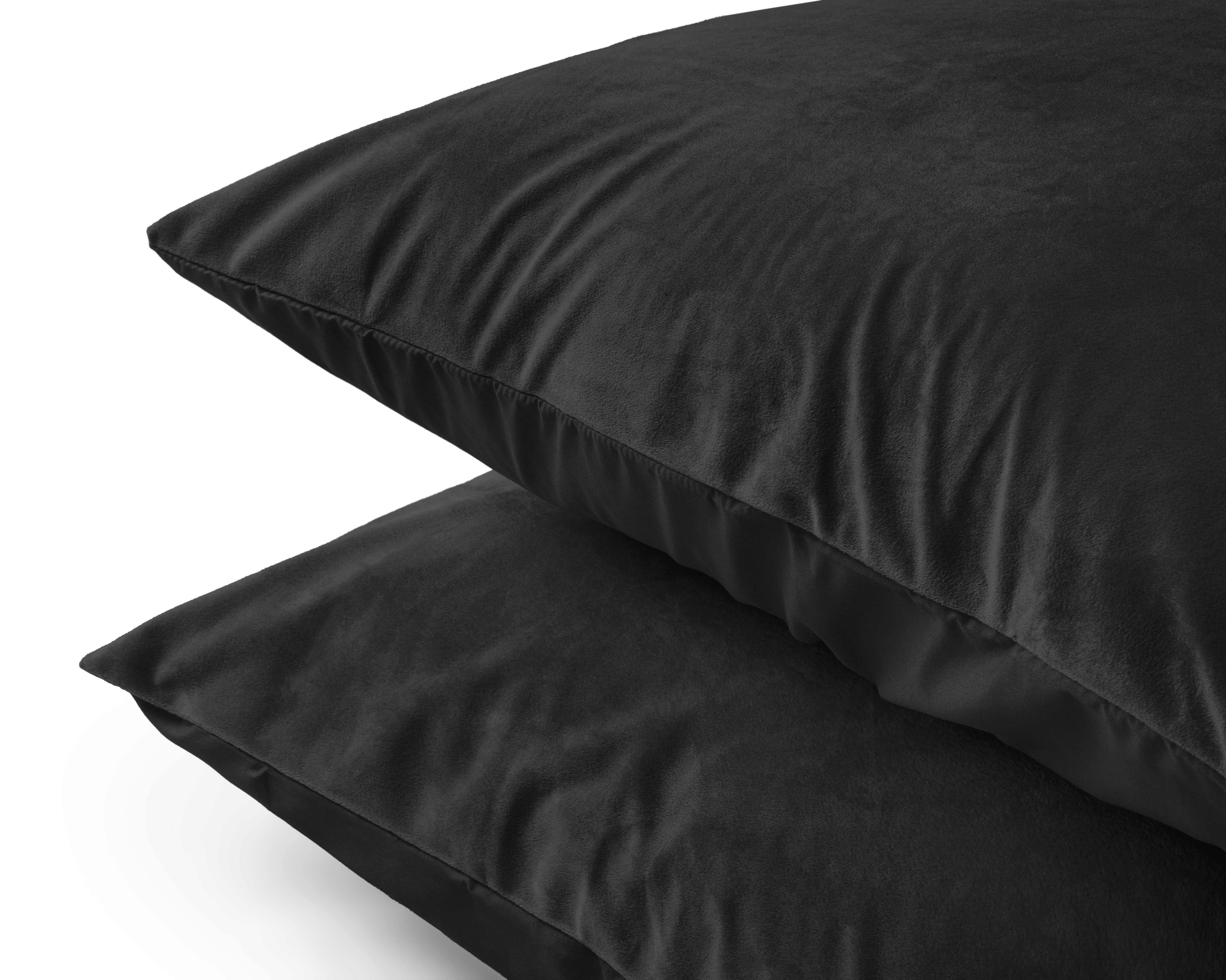 Velvet 2-in-1 pillowcases Black 60 x 70 cm - Velvet soft - Velvet fabric - 2 pieces in 1 package