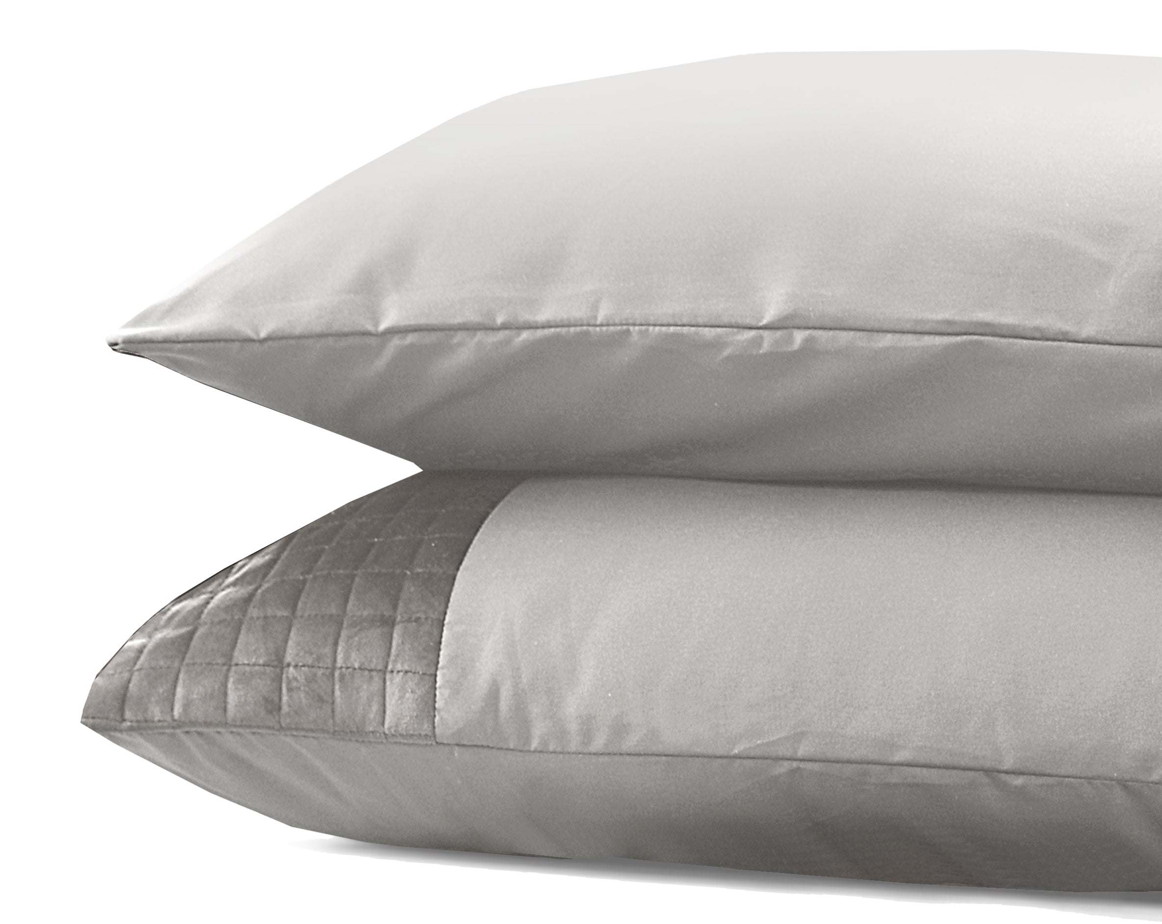 Velvet Band Sand/Grijs 2pack slopen Sand / Grey 60 x 70 - Hotel chique - Fluweel zacht - Luxe verpakt