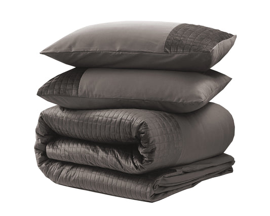 Velvet Band Taupe Dekbedovertrek - Luxe velvet band - Fluweel zacht - Carre gestikt