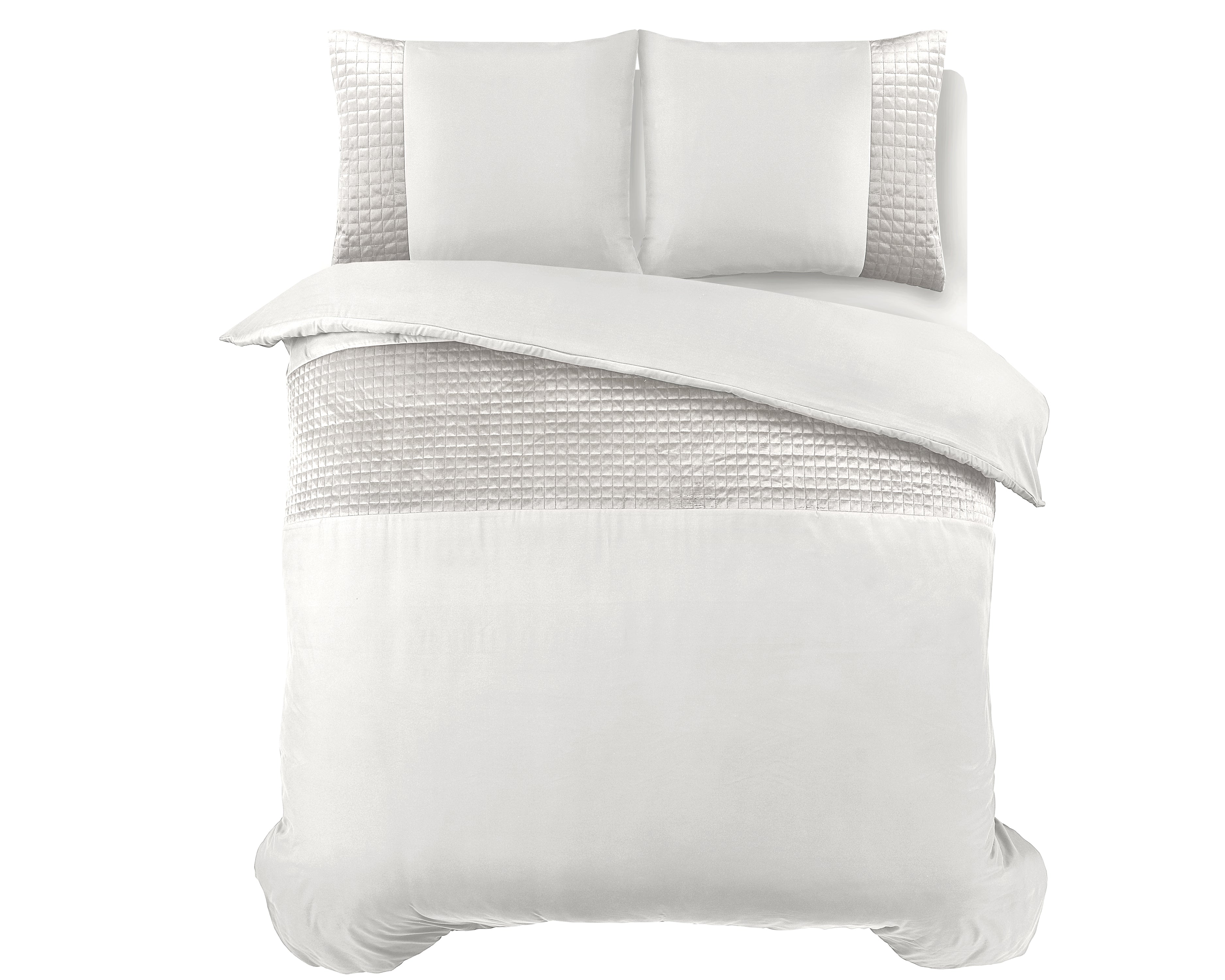 Velvet Band White Duvet Cover - Luxurious velvet band - Velvet soft - Square stitched