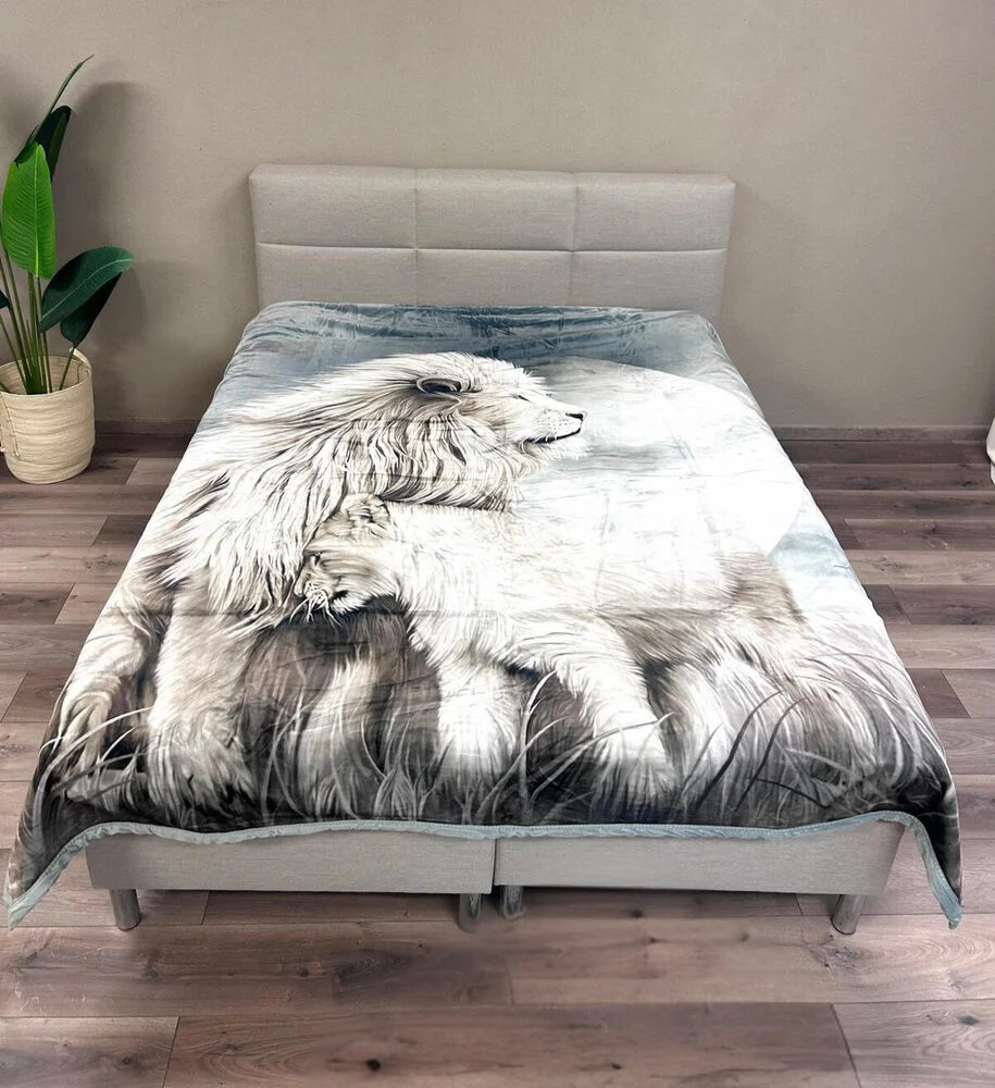 Velvet Luxe Woondeken Grijze Leeuw 210x240 cm | Dubbellaags Warm & Stijlvol