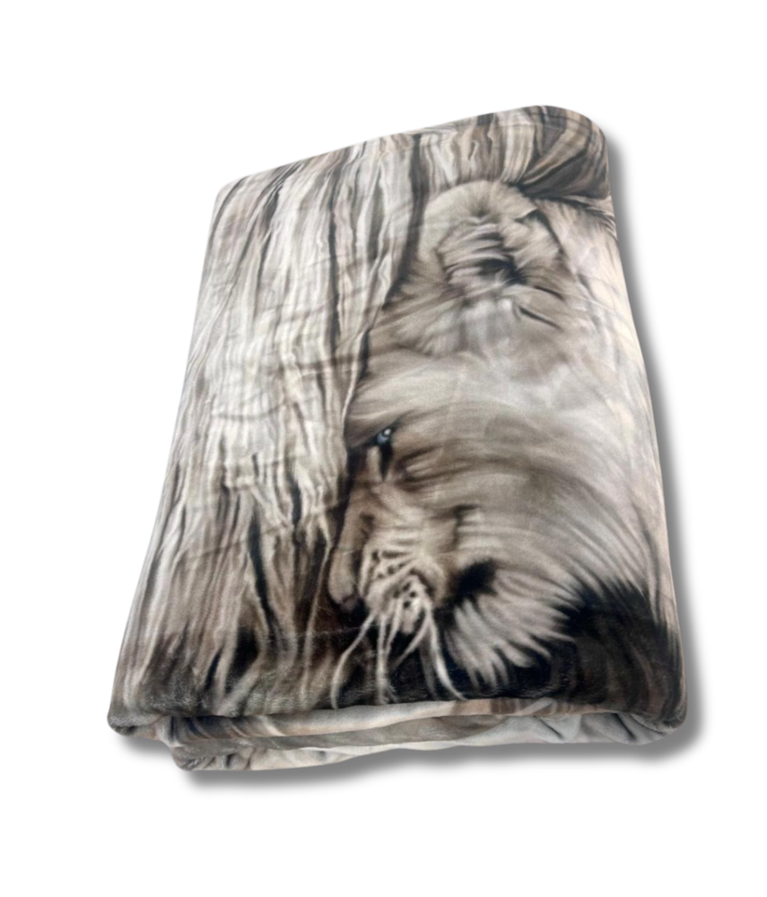 Velvet Luxury Blanket Gray Lion 210x240 cm | Double-layered Warm &amp; Stylish