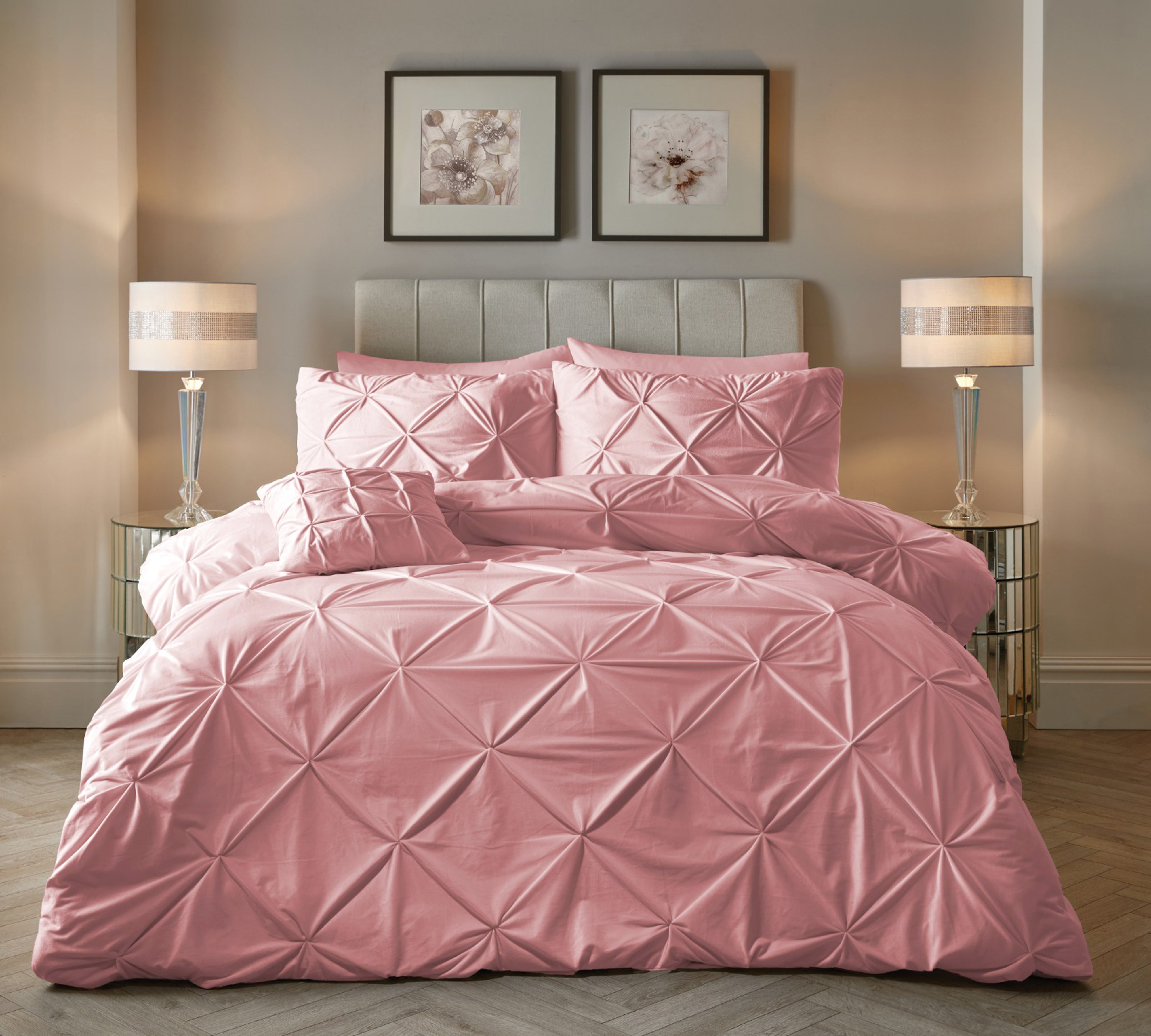 Velvet Pintuck Dekbedovertrek Roze - Fluweel zacht - Chique design - Luxe verpakking