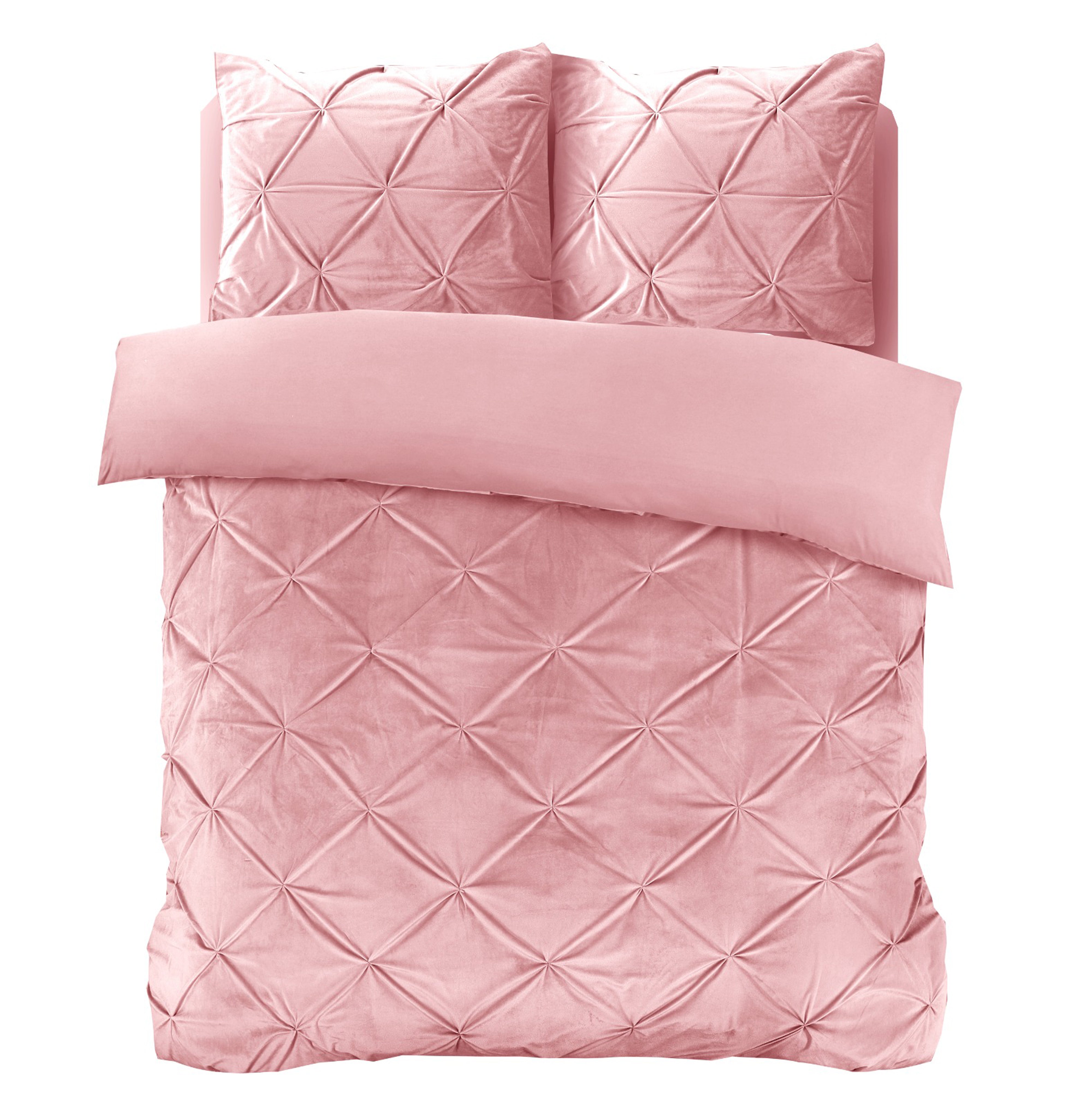 Velvet Pintuck Dekbedovertrek Roze - Fluweel zacht - Chique design - Luxe verpakking