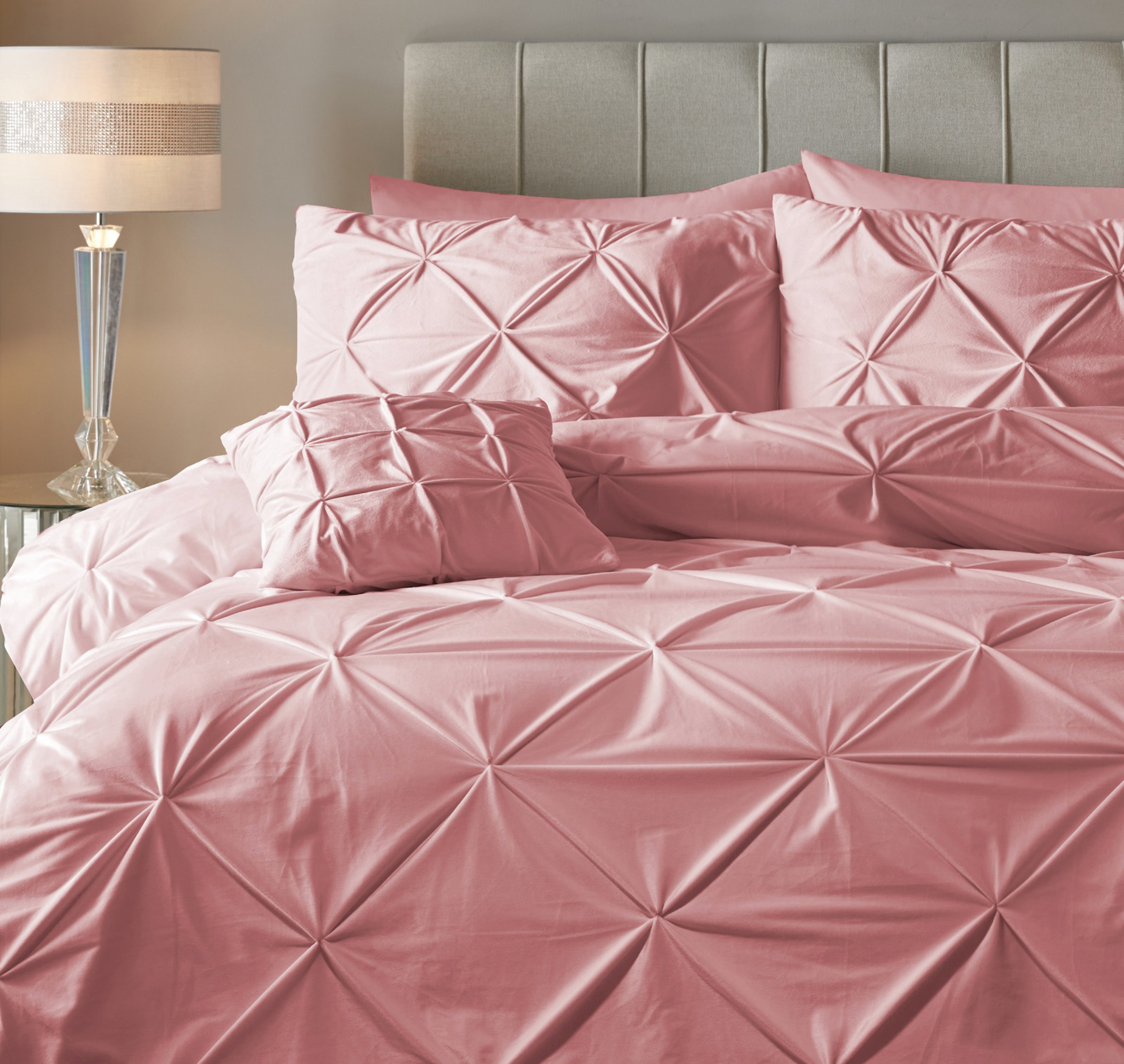 Velvet Pintuck Dekbedovertrek Roze - Fluweel zacht - Chique design - Luxe verpakking