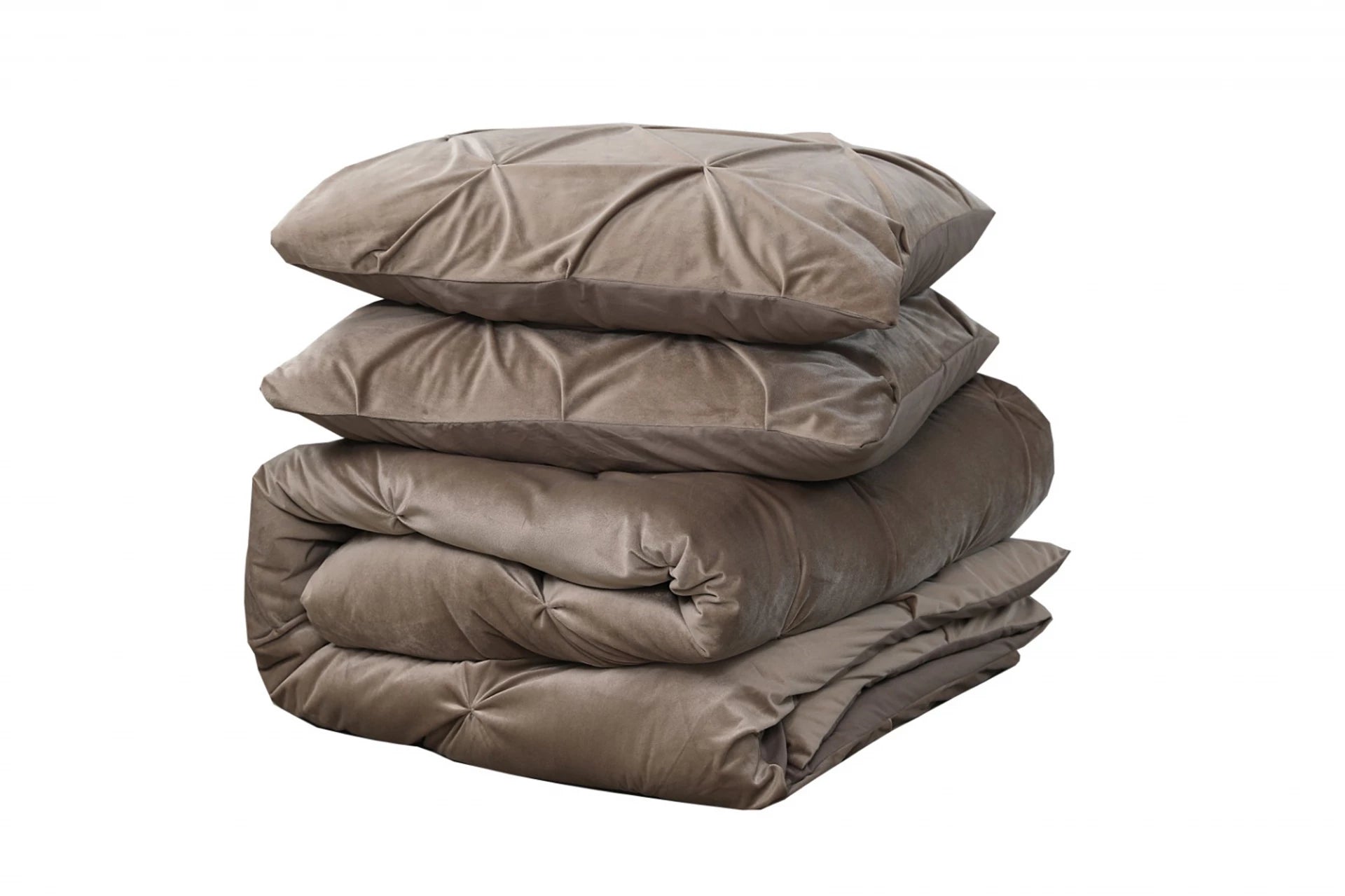Velvet Pintuck Dekbedovertrek Taupe - Fluweel zacht - Chique design - Luxe verpakking