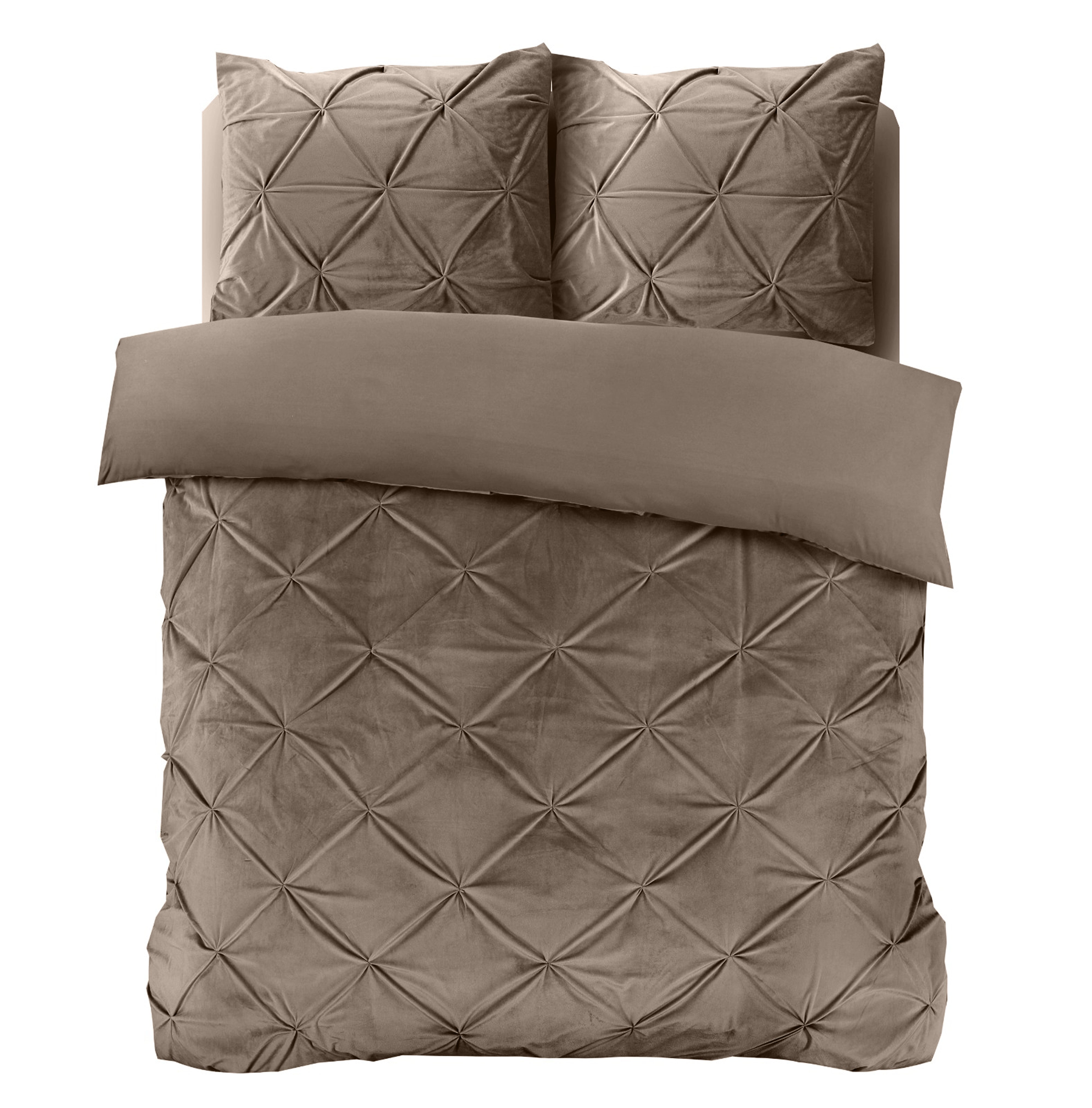 Velvet Pintuck Dekbedovertrek Taupe - Fluweel zacht - Chique design - Luxe verpakking