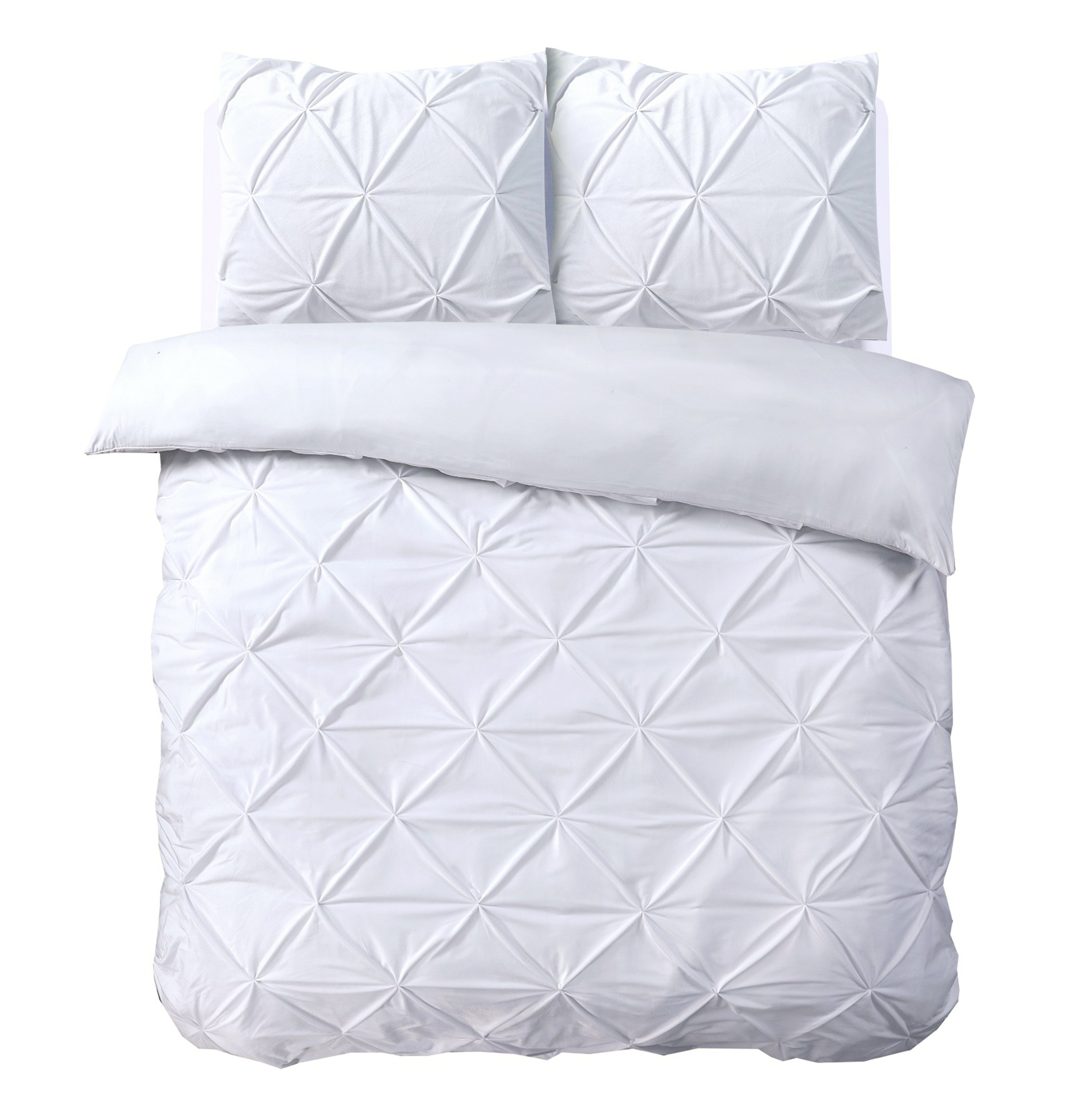 Velvet Pintuck Dekbedovertrek Wit - Fluweel zacht - Chique design - Luxe verpakking