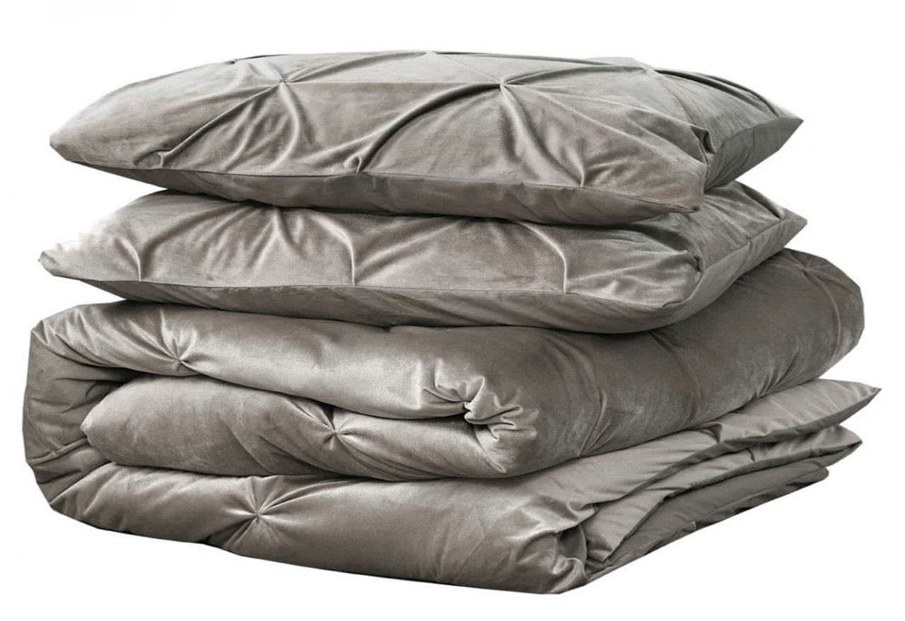 Velvet Pintuck Dekbedovertrek Zand - Fluweel zacht - Chique design - Luxe verpakking