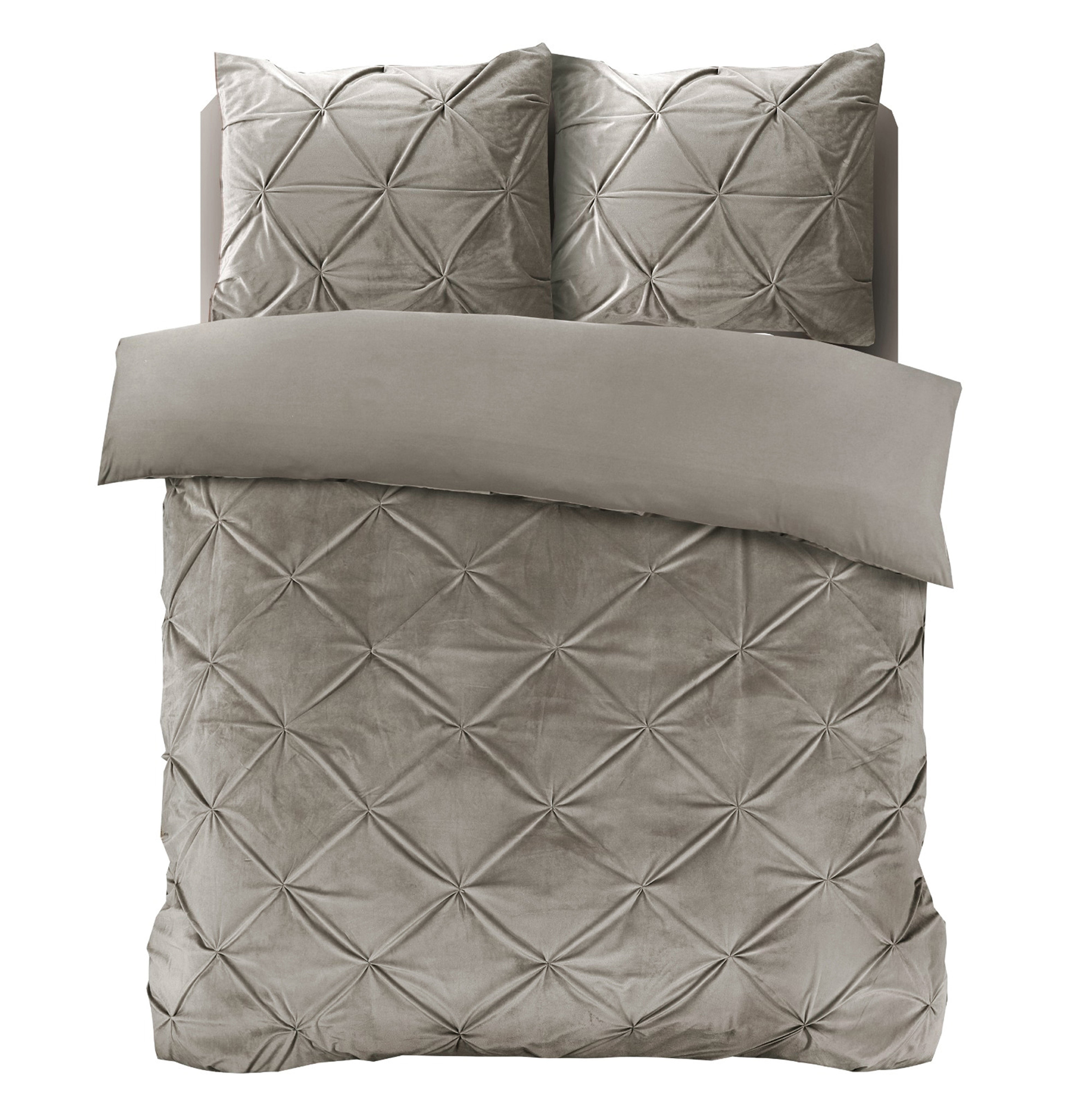 Velvet Pintuck Dekbedovertrek Zand - Fluweel zacht - Chique design - Luxe verpakking