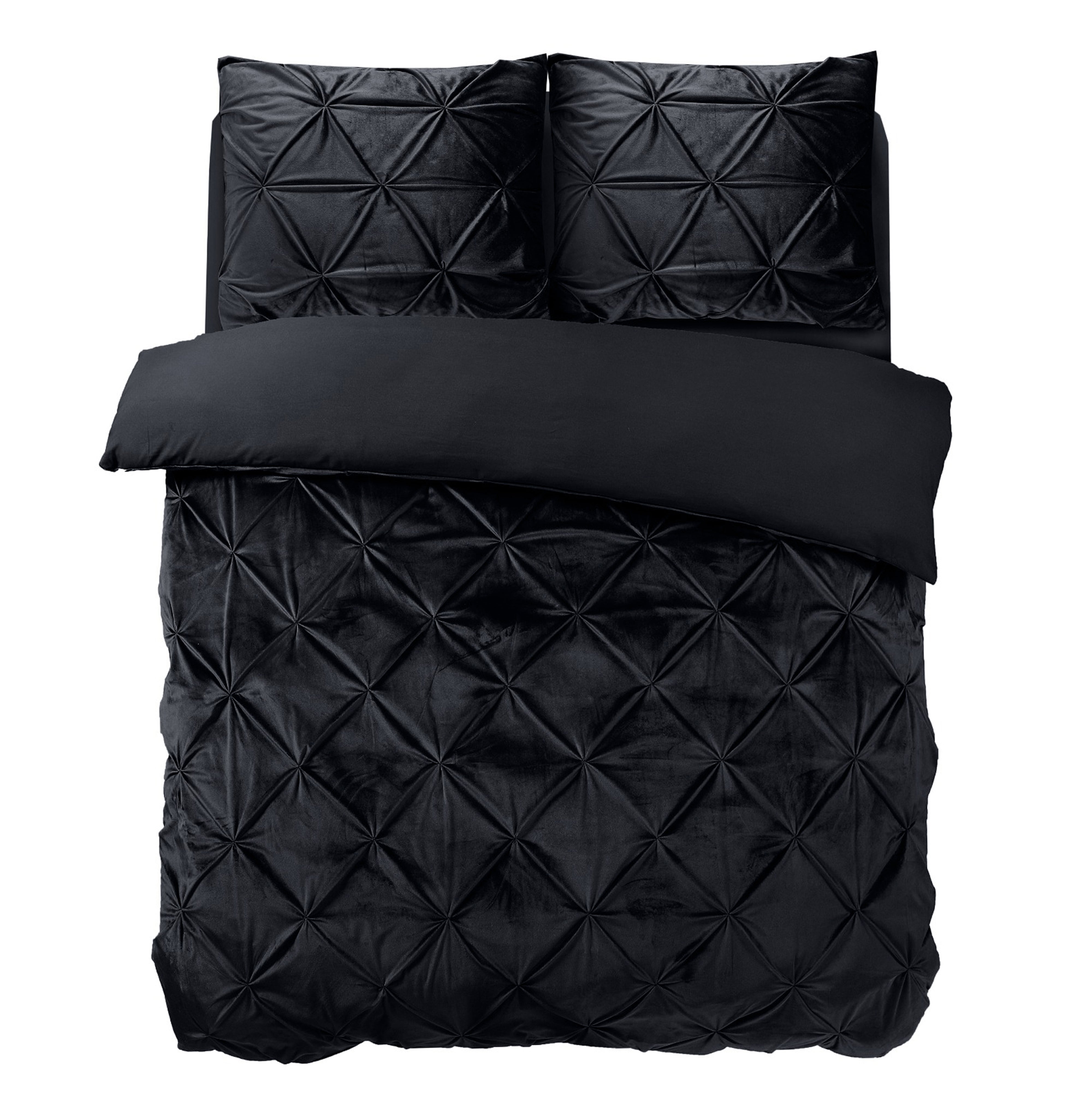 Velvet Pintuck Duvet Cover Black - Velvety soft - Chic design - Luxury packaging