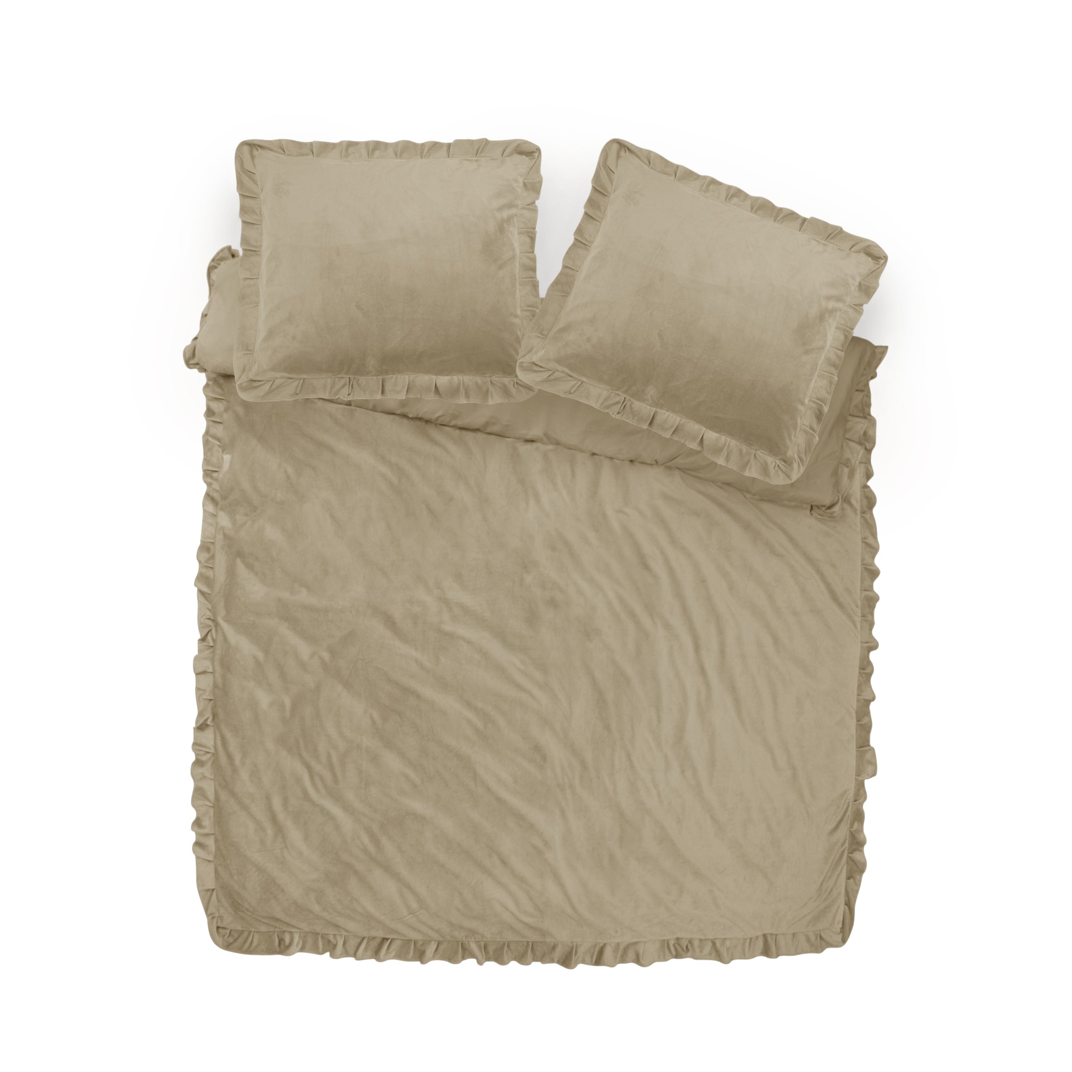 Velvet Ruffles Dekbedovertrek Iced Coffee - Ruffles effect - Fluweel zacht - Luxe verpakt