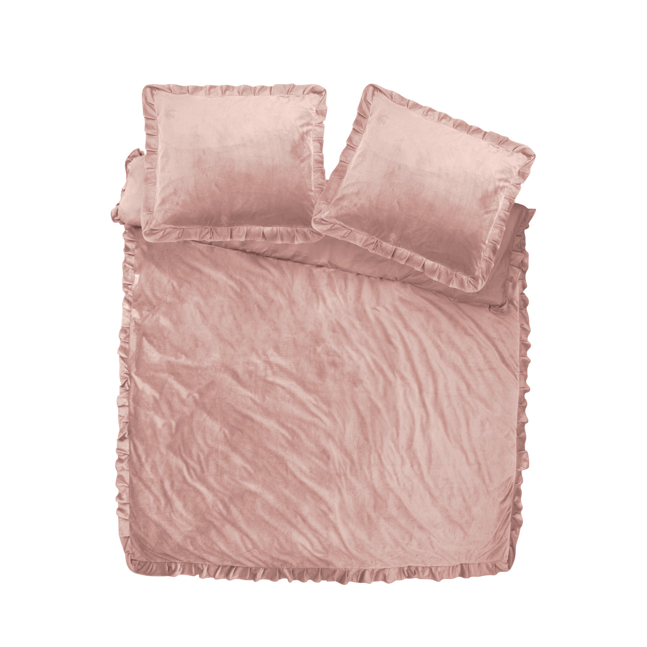 Velvet Ruffles Duvet Cover Old Pink - Ruffles effect - Velvet soft - Luxuriously packaged