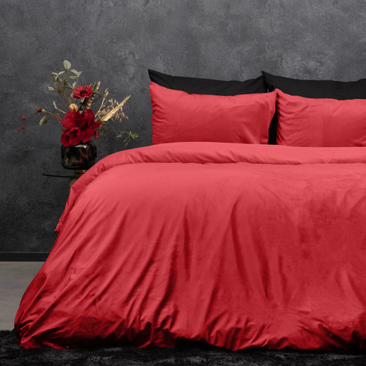 Velvet Uni Dekbedovertrek Rood - Fluweel zacht - Anti-allergisch - Luxe verpakt