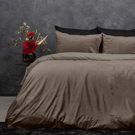 Velvet Uni Dekbedovertrek Taupe - Fluweel zacht - Anti-allergisch - Luxe verpakt