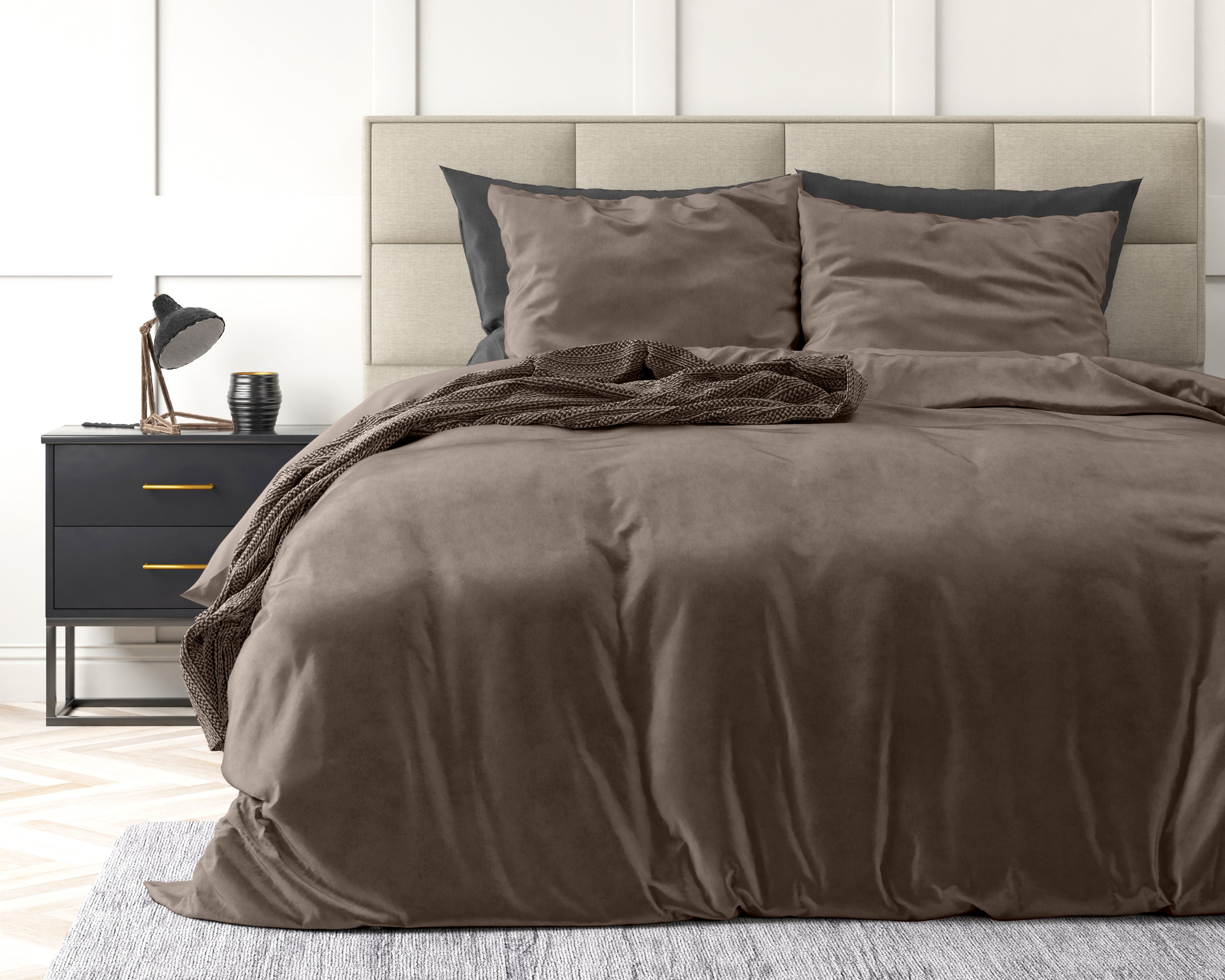 Velvet Uni Dekbedovertrek Taupe - Fluweel zacht - Anti-allergisch - Luxe verpakt