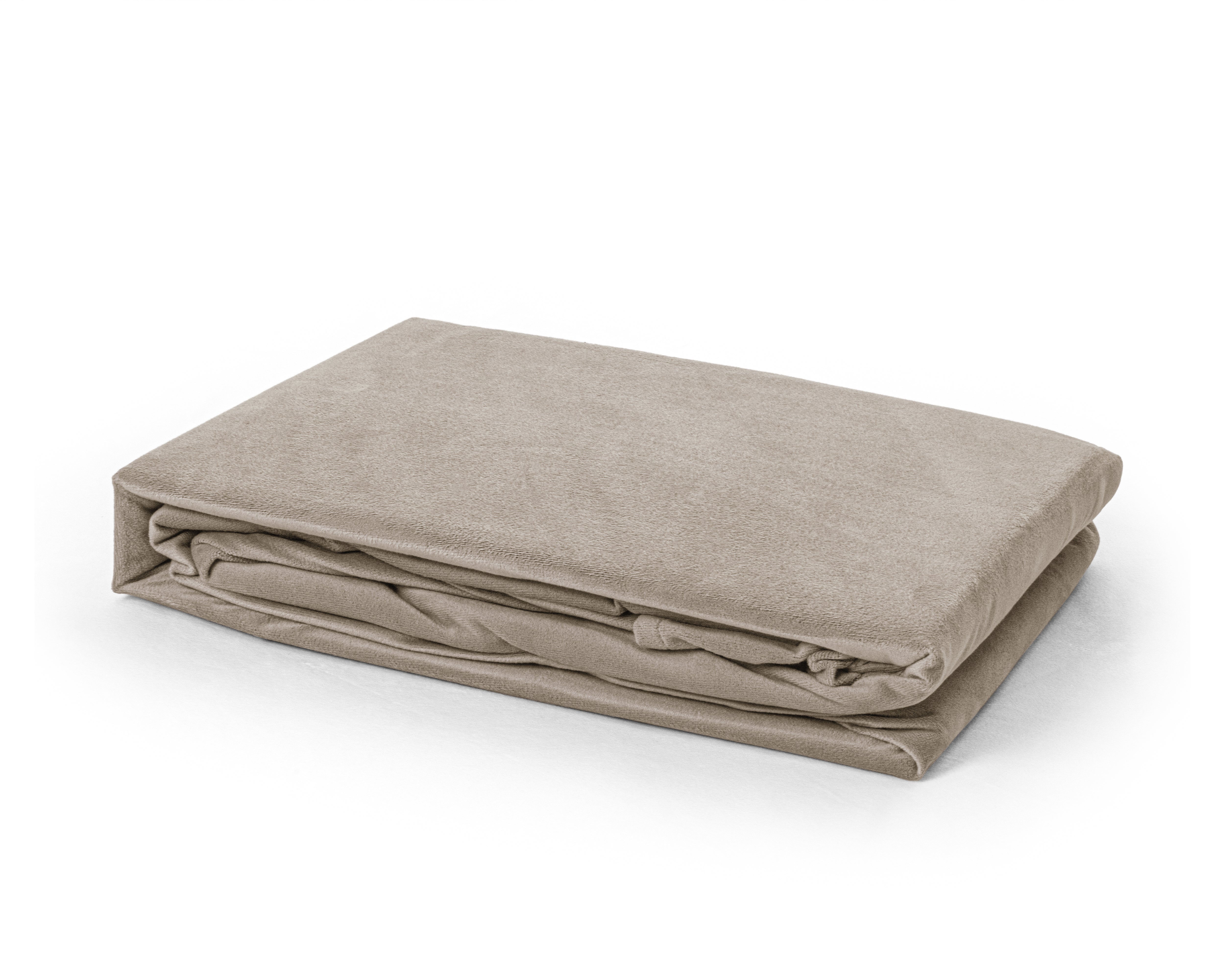 Velvet hoeslaken Taupe/Grijs - Warm voor de winter - Zacht en soepel - Vocht absorberend