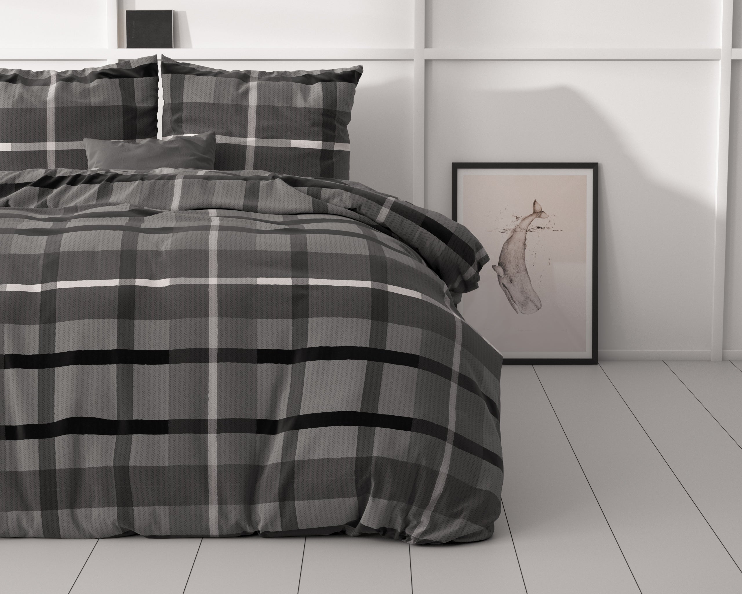 Vintage Check Antraciet Dekbedovertrek