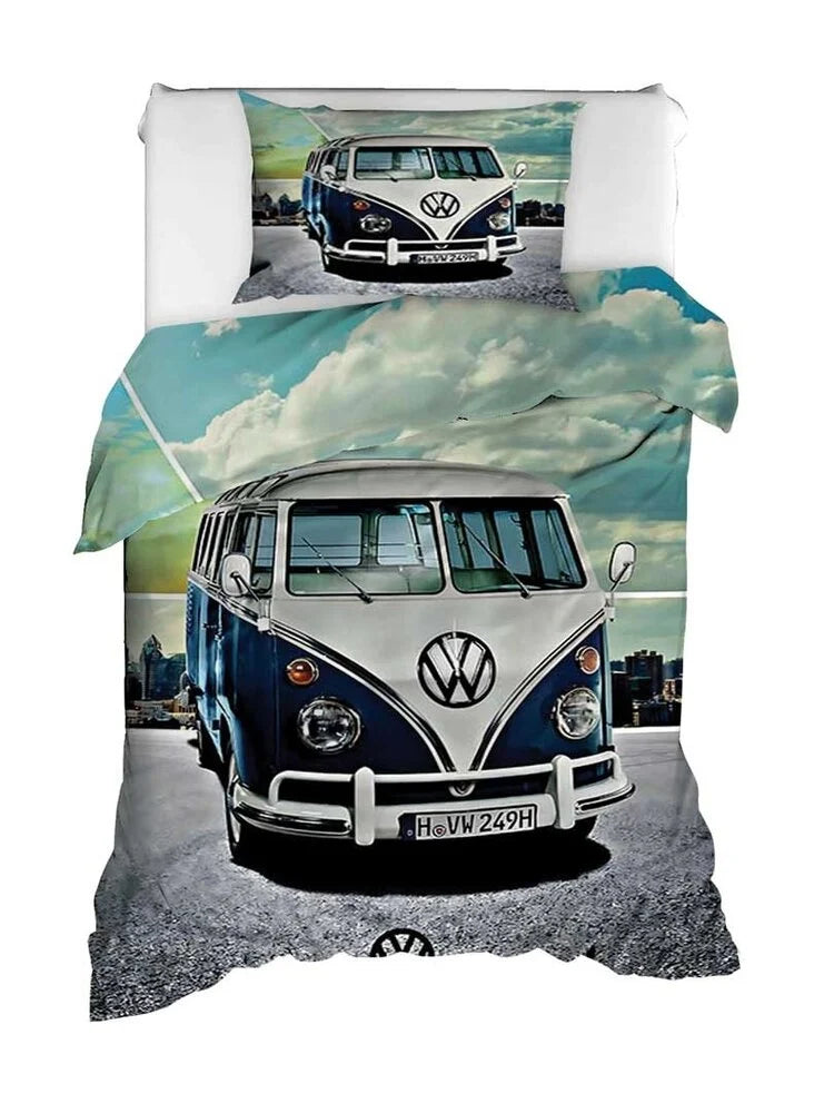 Volkswagen Busje Dekbedovertrek – Retro Stijl in Luxe Katoen Satijn