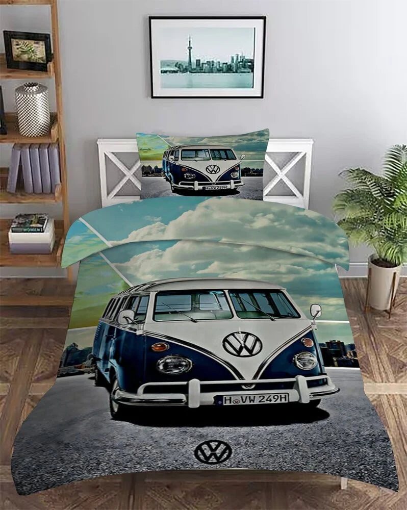 Volkswagen Busje Dekbedovertrek – Retro Stijl in Luxe Katoen Satijn
