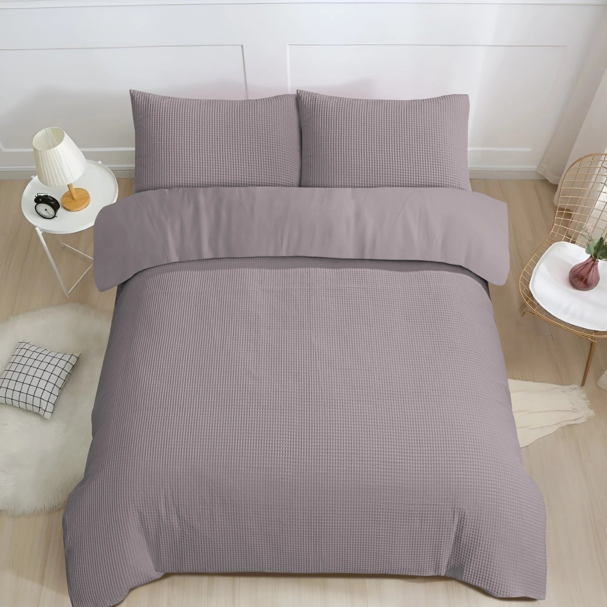 Waffle Fabric Duvet Cover Anthracite – Luxury 100% Cotton